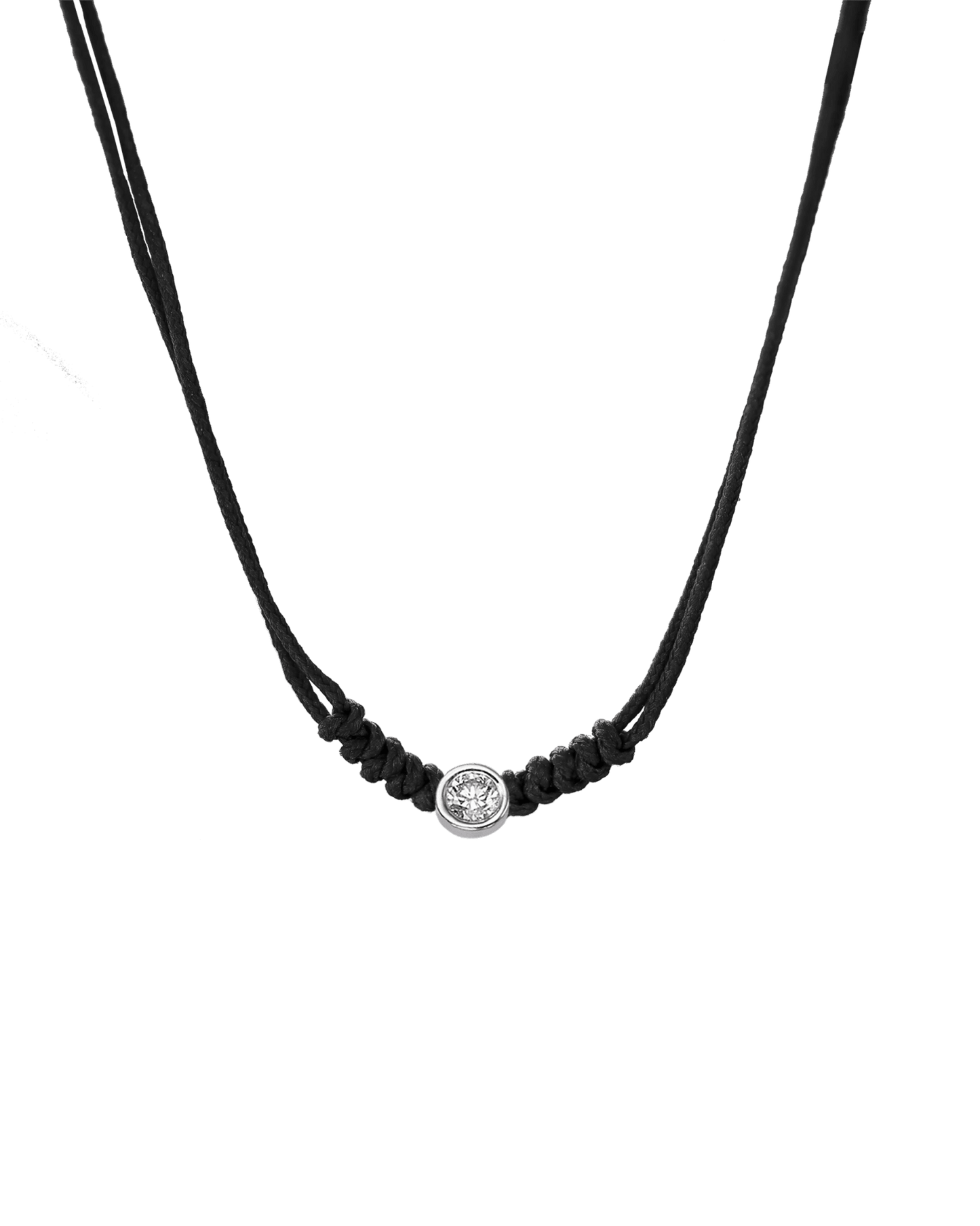 Collier String of Love - Or Blanc 14 carats Necklaces 14K Solid Gold Noir Large: 0.10 carats 