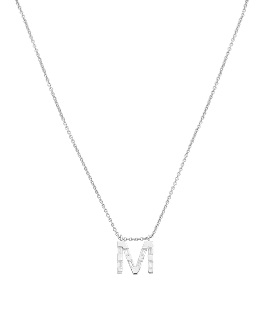 Signature Initial Baguette Necklace - 925 Sterling Silver Necklaces 925 Silver Adjustable 16-17" (40cm-43cm) 