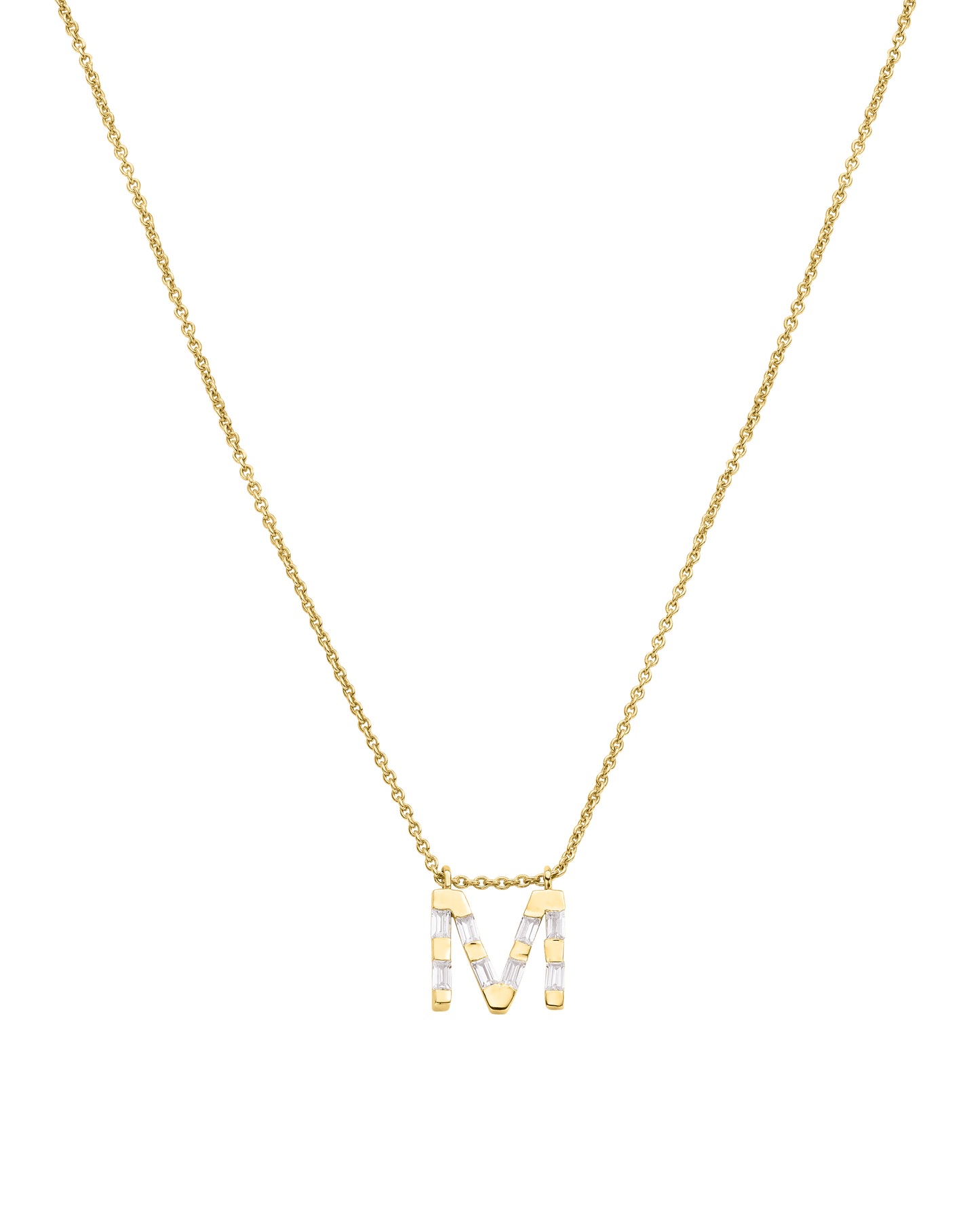 Signature Initial Baguette Necklace - 18K Gold Vermeil Necklaces Gold Vermeil Adjustable 16-17" (40cm-43cm) 