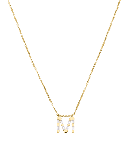 Signature Initial Baguette Necklace - 18K Gold Vermeil Necklaces Gold Vermeil Adjustable 16-17" (40cm-43cm) 