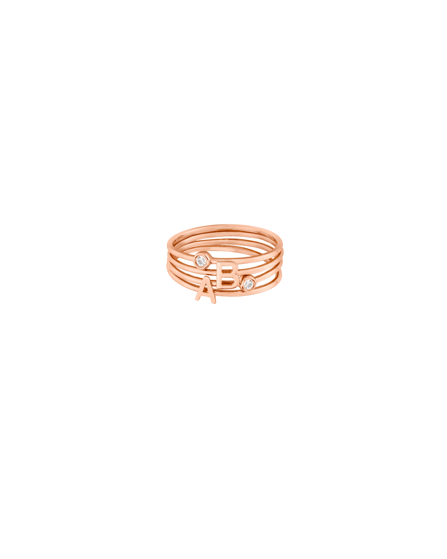 Stackable Initial Ring(s) - 14K Rose Gold Rings magal-dev 