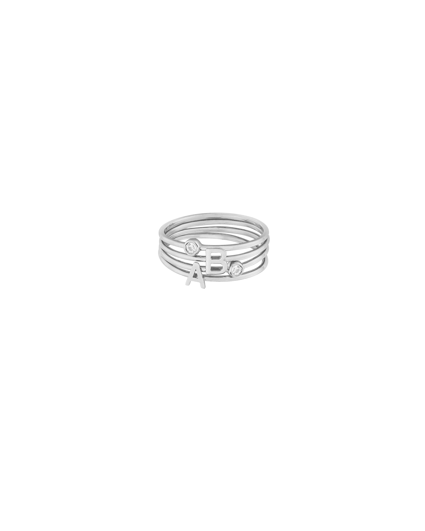 Stackable Initial Ring(s) - 14K White Gold Rings magal-dev 