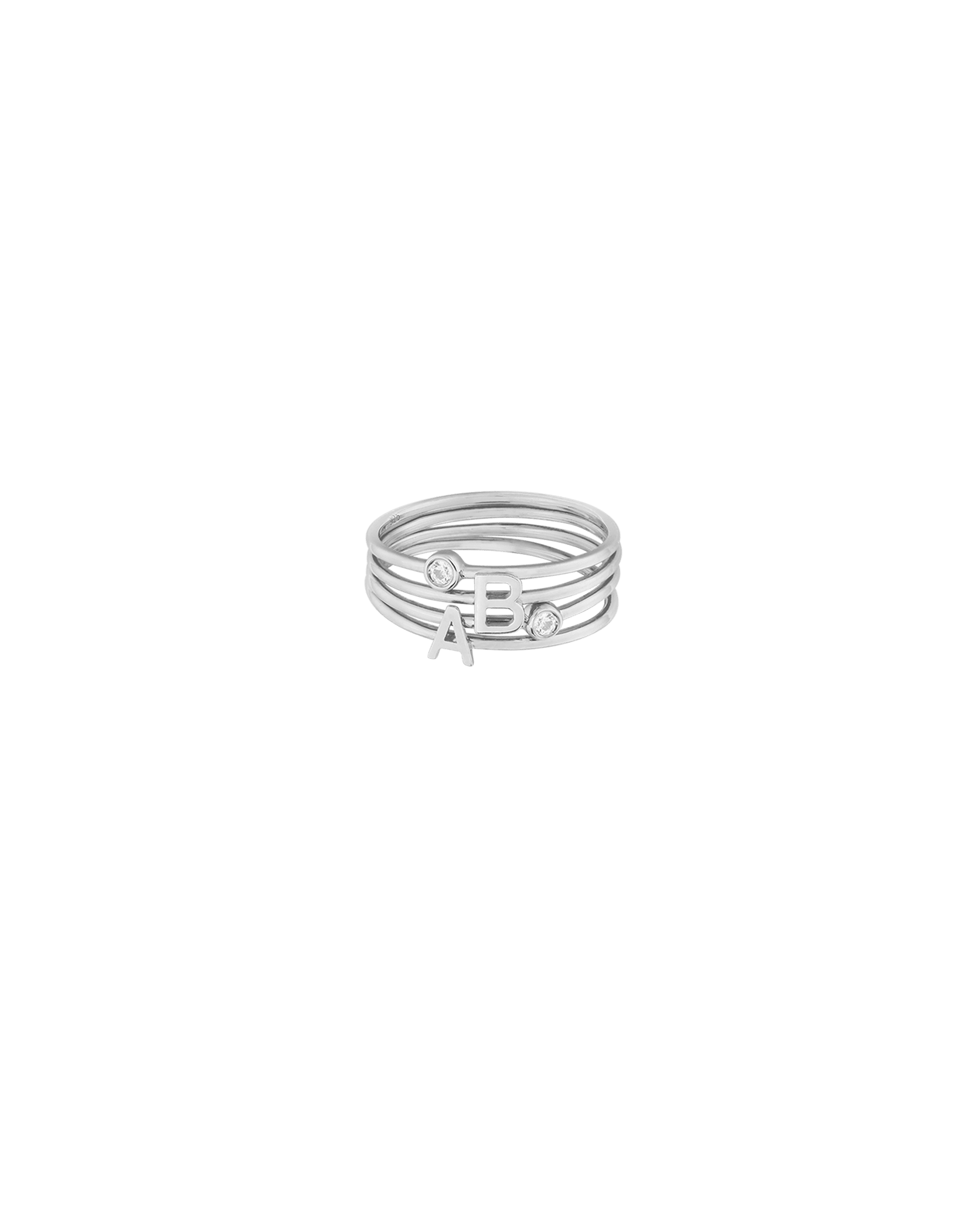 Stackable Initial Ring(s) - 14K White Gold Rings magal-dev 