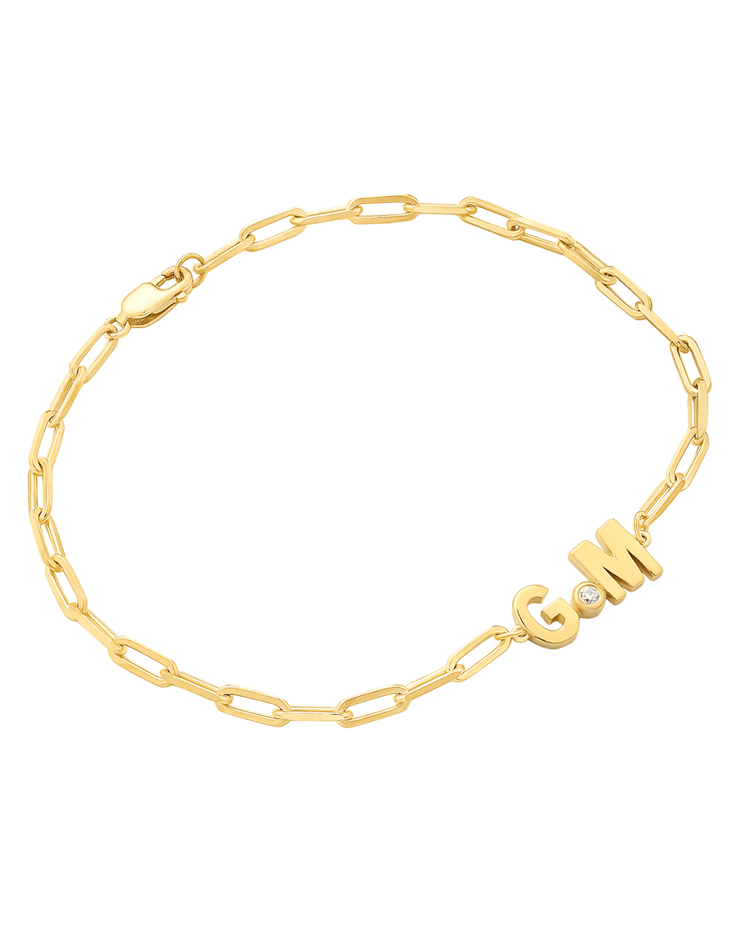 2 Initials Diamond Bracelet - 14K Yellow Gold Bracelets magal-dev 6" 