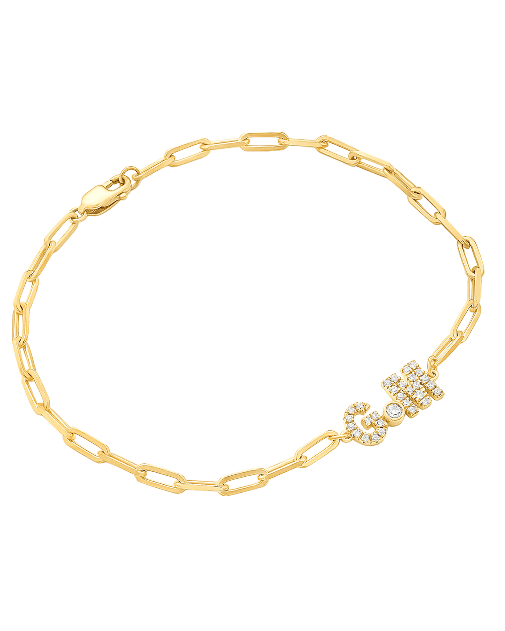 2 Paved Initials Diamond Bracelet - 14K Rose Gold Bracelets magal-dev 