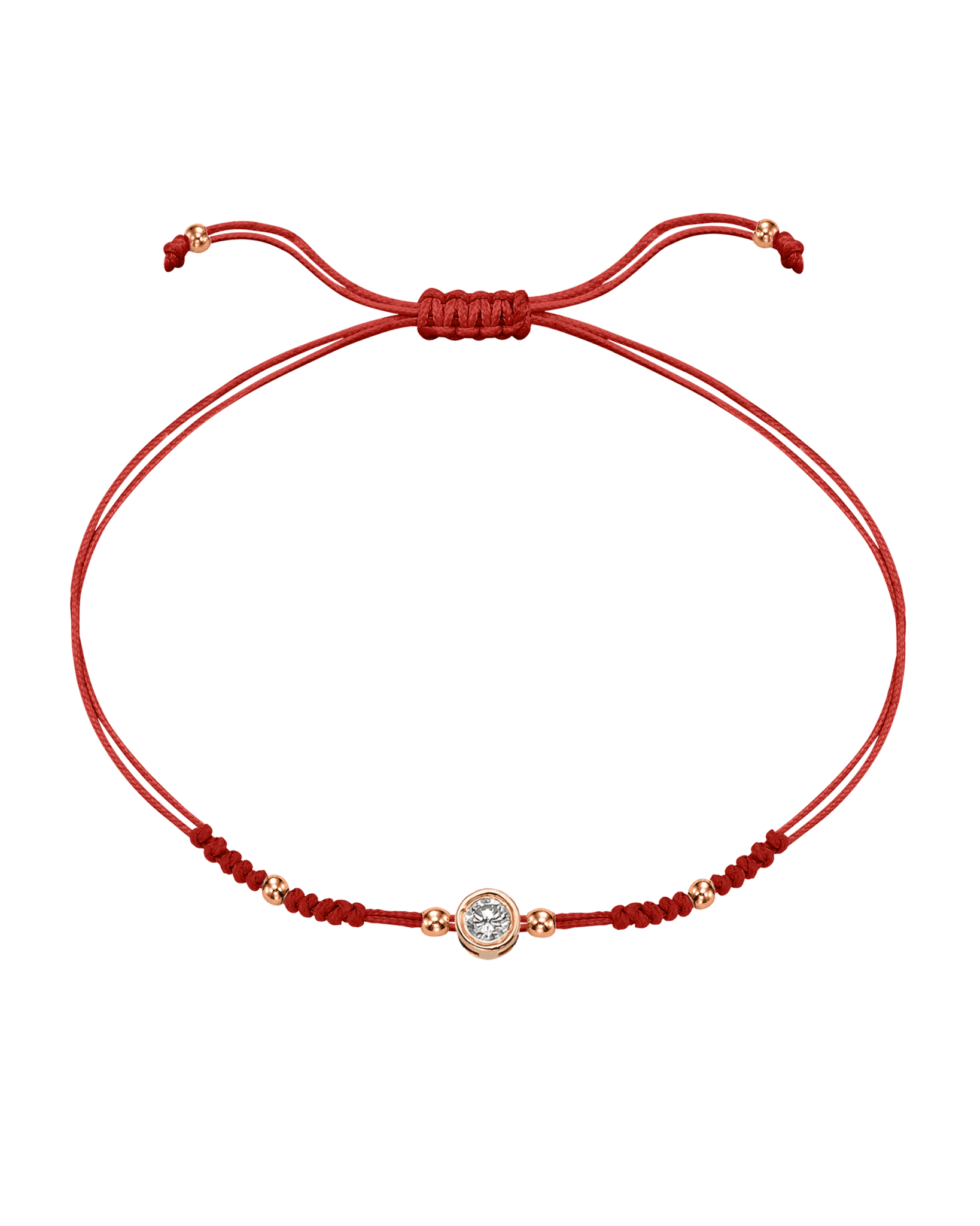 2022 Edit String of Love - 14K Rose Gold Bracelets 14K Solid Gold Red Large: 0.1ct 