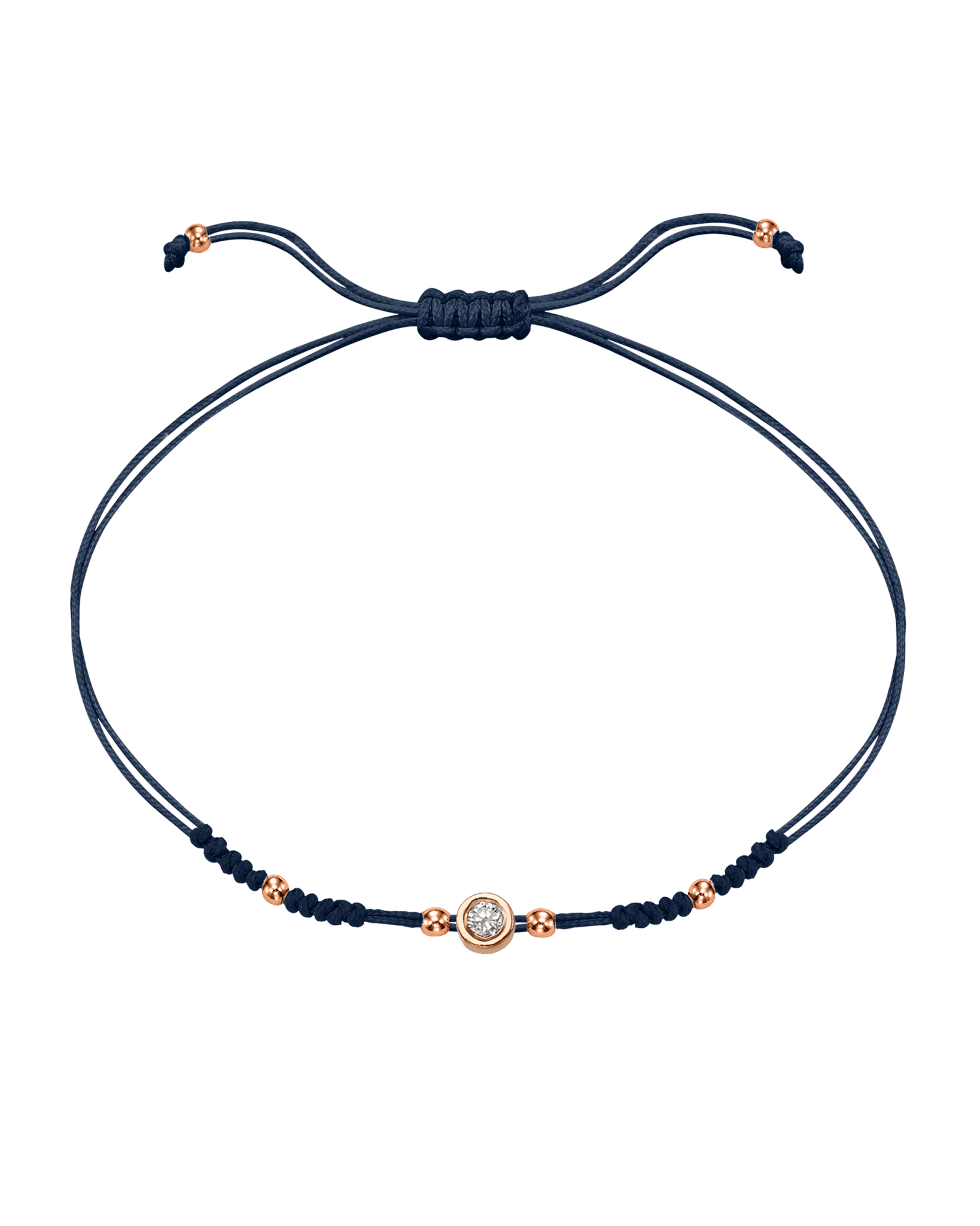 2022 Edit String of Love - 14K Rose Gold Bracelets 14K Solid Gold Navy Blue Medium: 0.04ct 