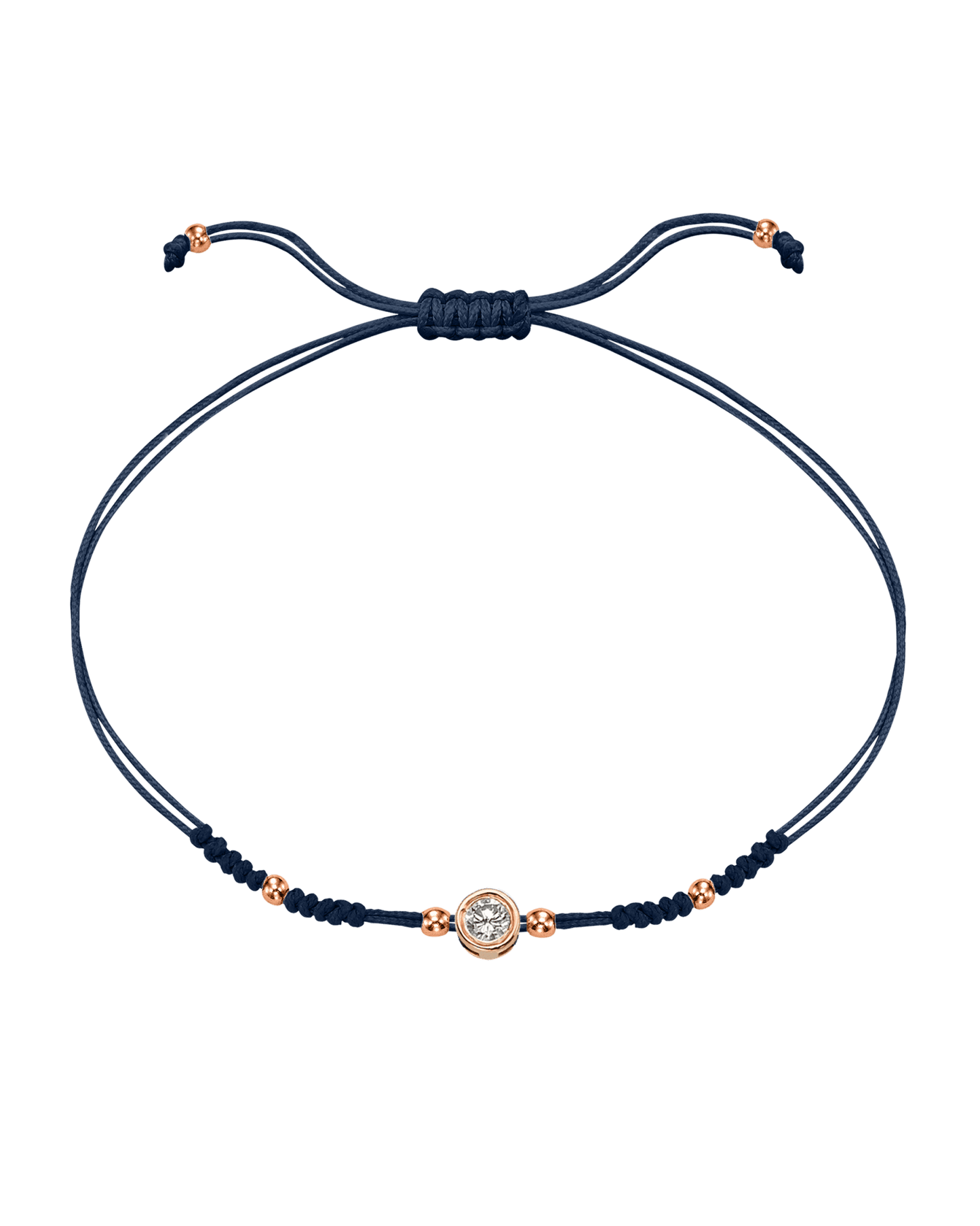 2022 Edit String of Love - 14K Rose Gold Bracelets 14K Solid Gold Navy Blue Large: 0.1ct 