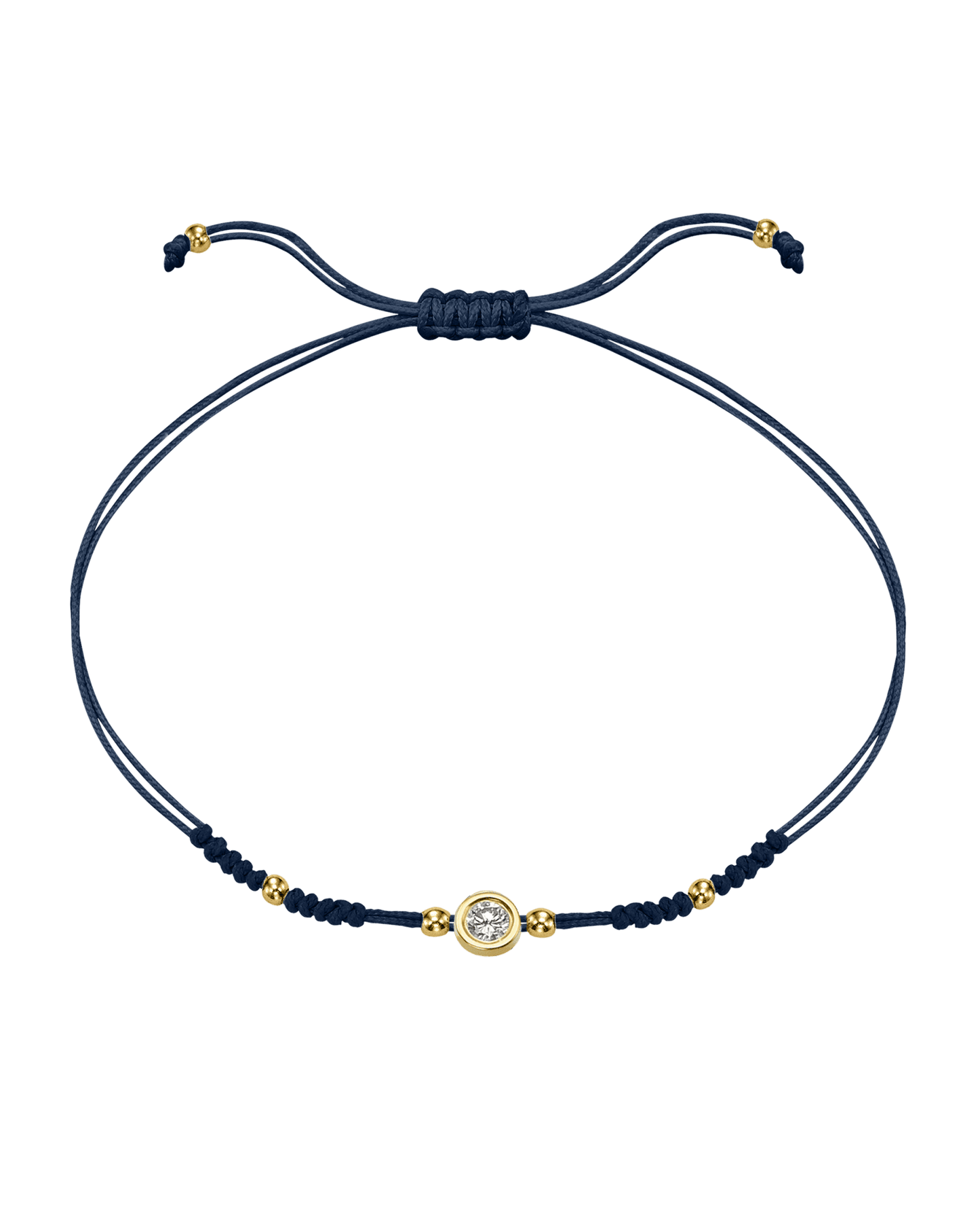 2022 Edit String of Love - 14K Yellow Gold Bracelets 14K Solid Gold Navy Blue Large: 0.1ct 