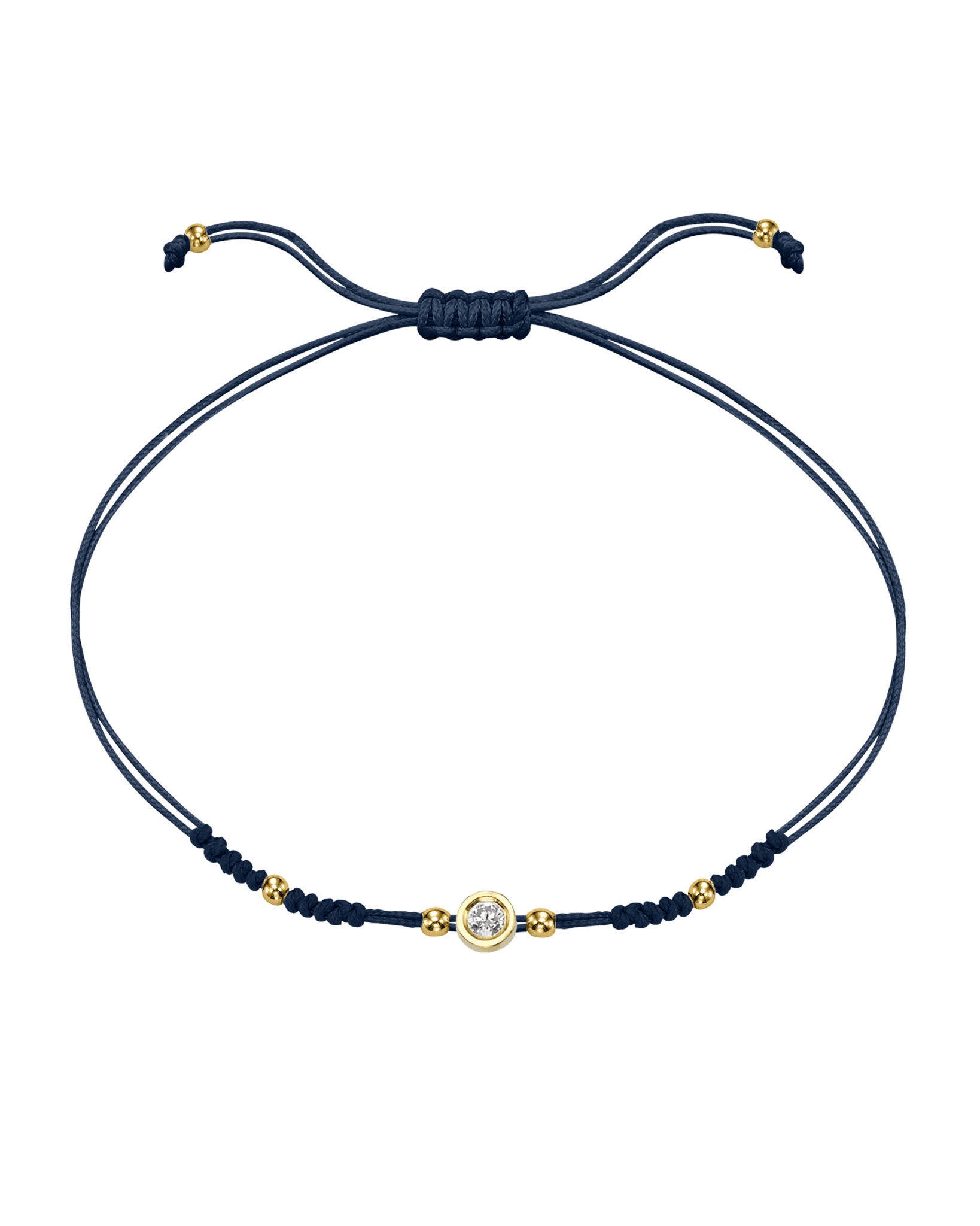 2022 Edit String of Love - 14K Yellow Gold Bracelets 14K Solid Gold Navy Blue Medium: 0.04ct 