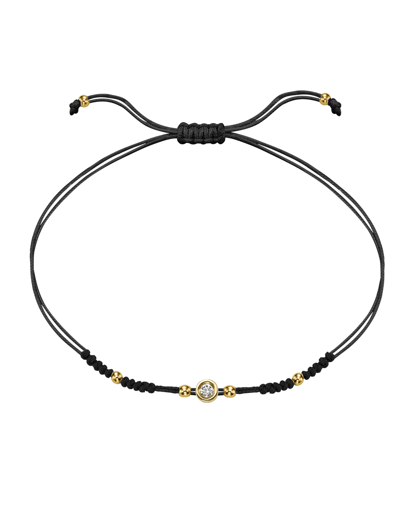 2022 Edit String of Love - 14K Yellow Gold Bracelets 14K Solid Gold Black Small: 0.03ct 