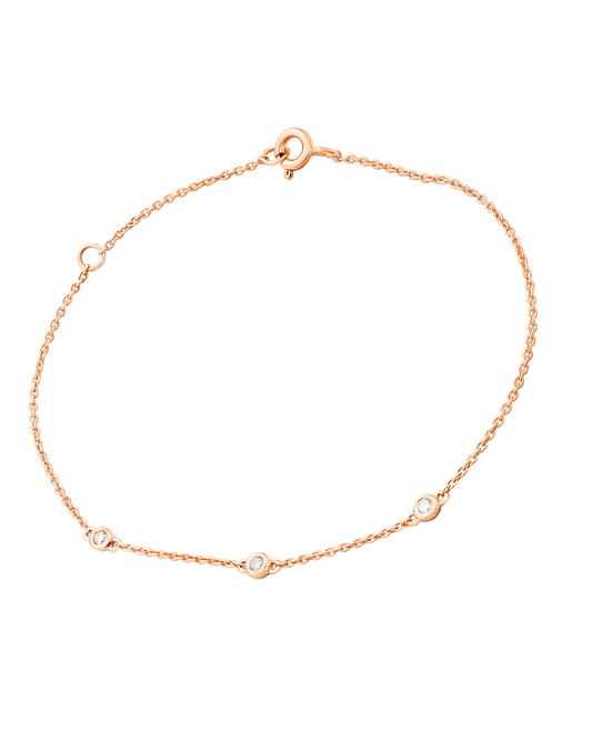 3 Diamond Bezel Bracelet - 14K Rose Gold Bracelets magal-dev 