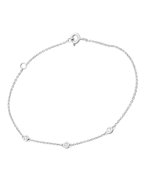 3 Diamond Bezel Bracelet - 14K White Gold Bracelets magal-dev 