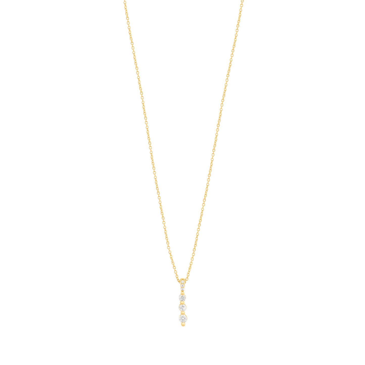 3 Diamonds Bar Necklace - 14K Rose Gold Necklaces magal-dev 