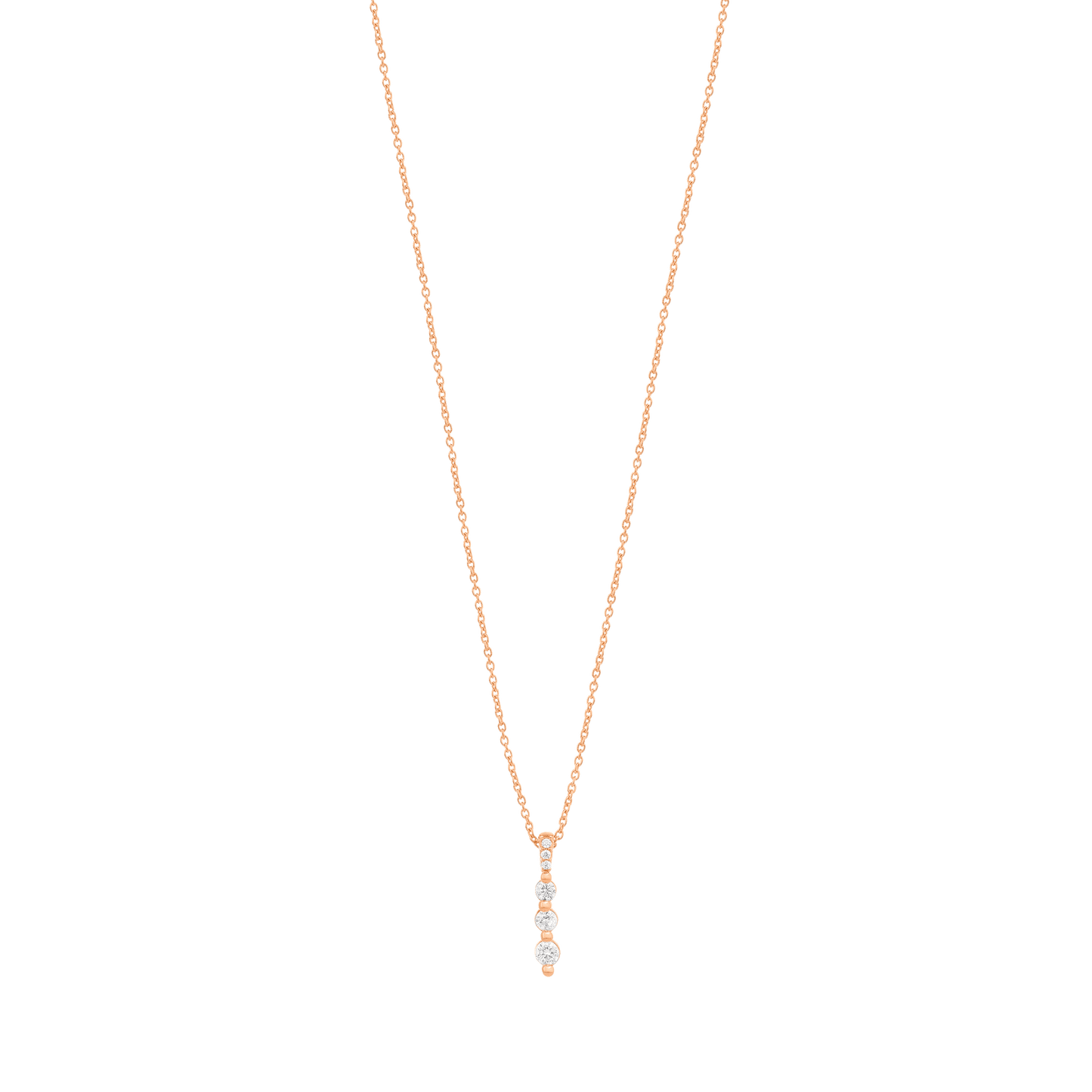 3 Diamonds Bar Necklace - 14K Rose Gold Necklaces magal-dev 