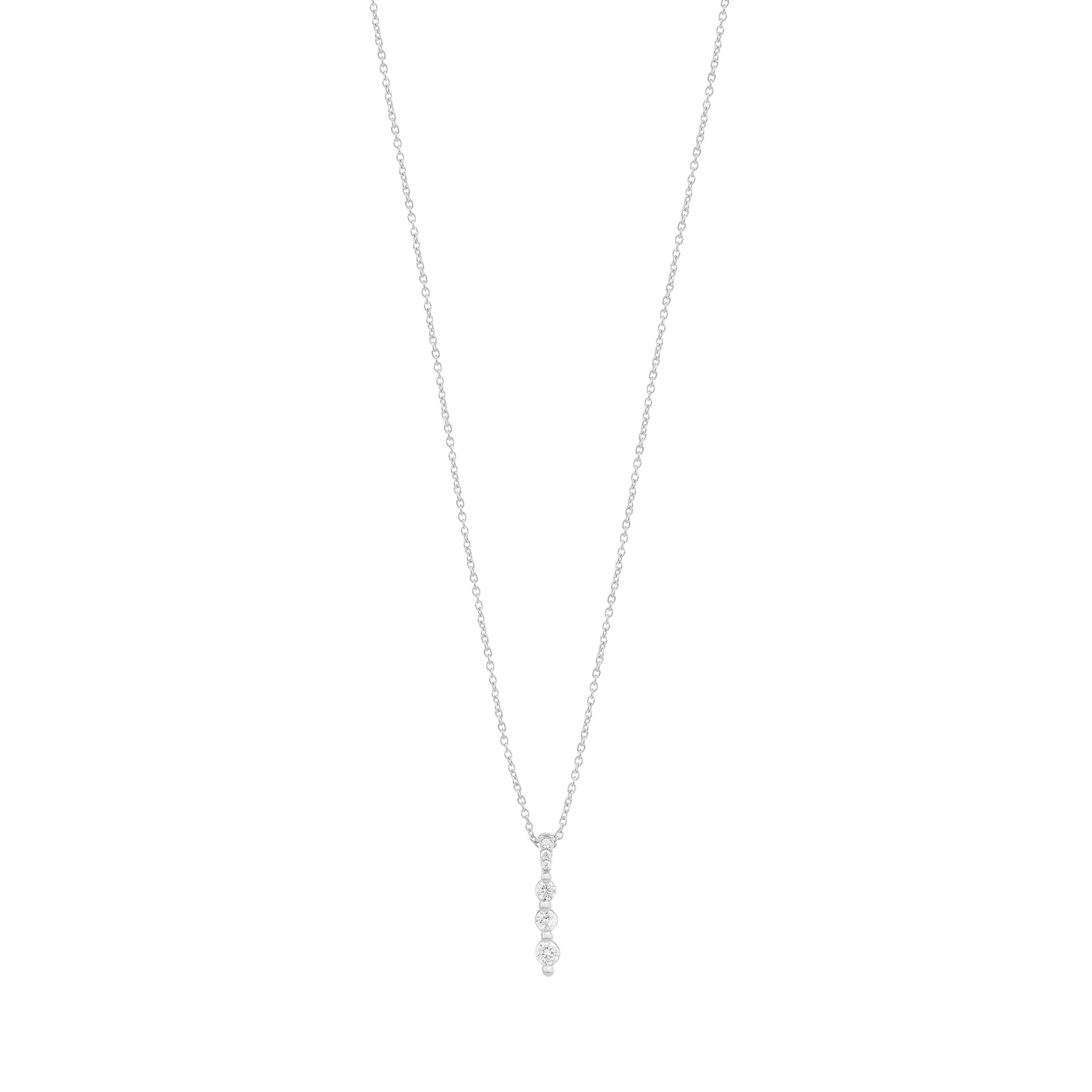 3 Diamonds Bar Necklace - 14K White Gold Necklaces magal-dev 
