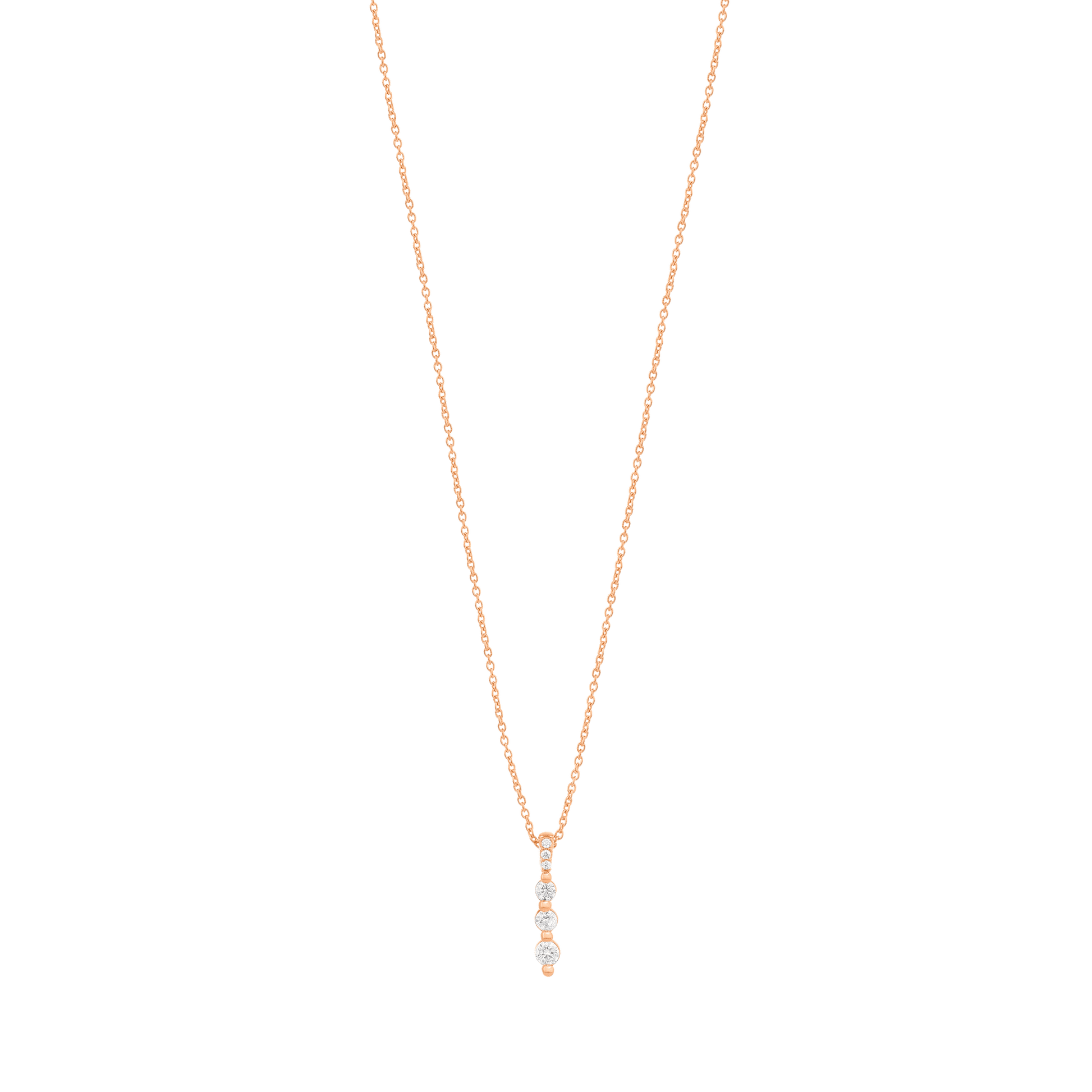 3 Diamonds Bar Necklace - 14K Yellow Gold Necklaces magal-dev 