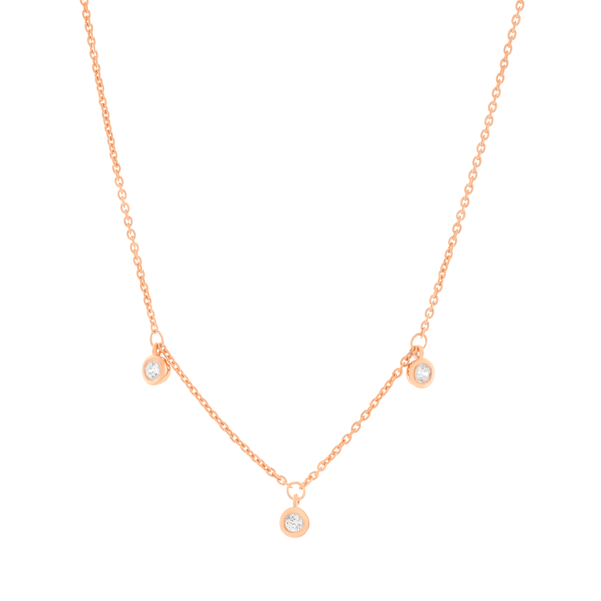 3 Diamonds Bezel Necklace - 14K White Gold magal-dev 