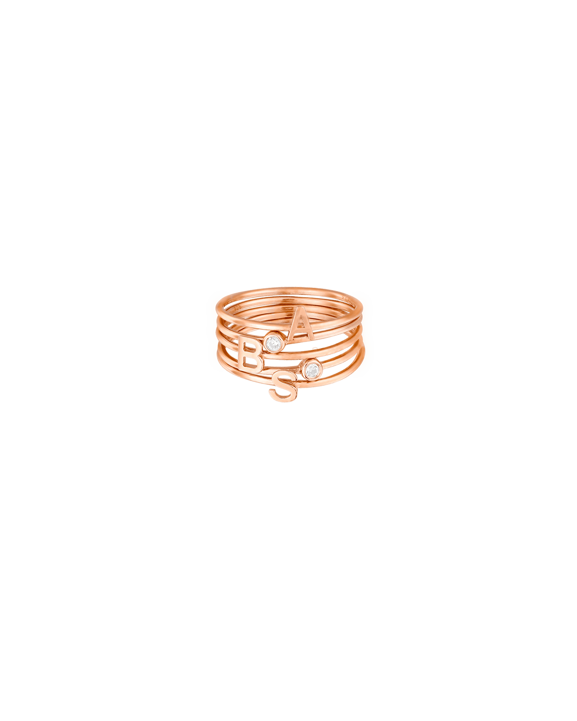 Stackable Initial Ring(s) - 14K Rose Gold Rings magal-dev 1 Ring US 4 