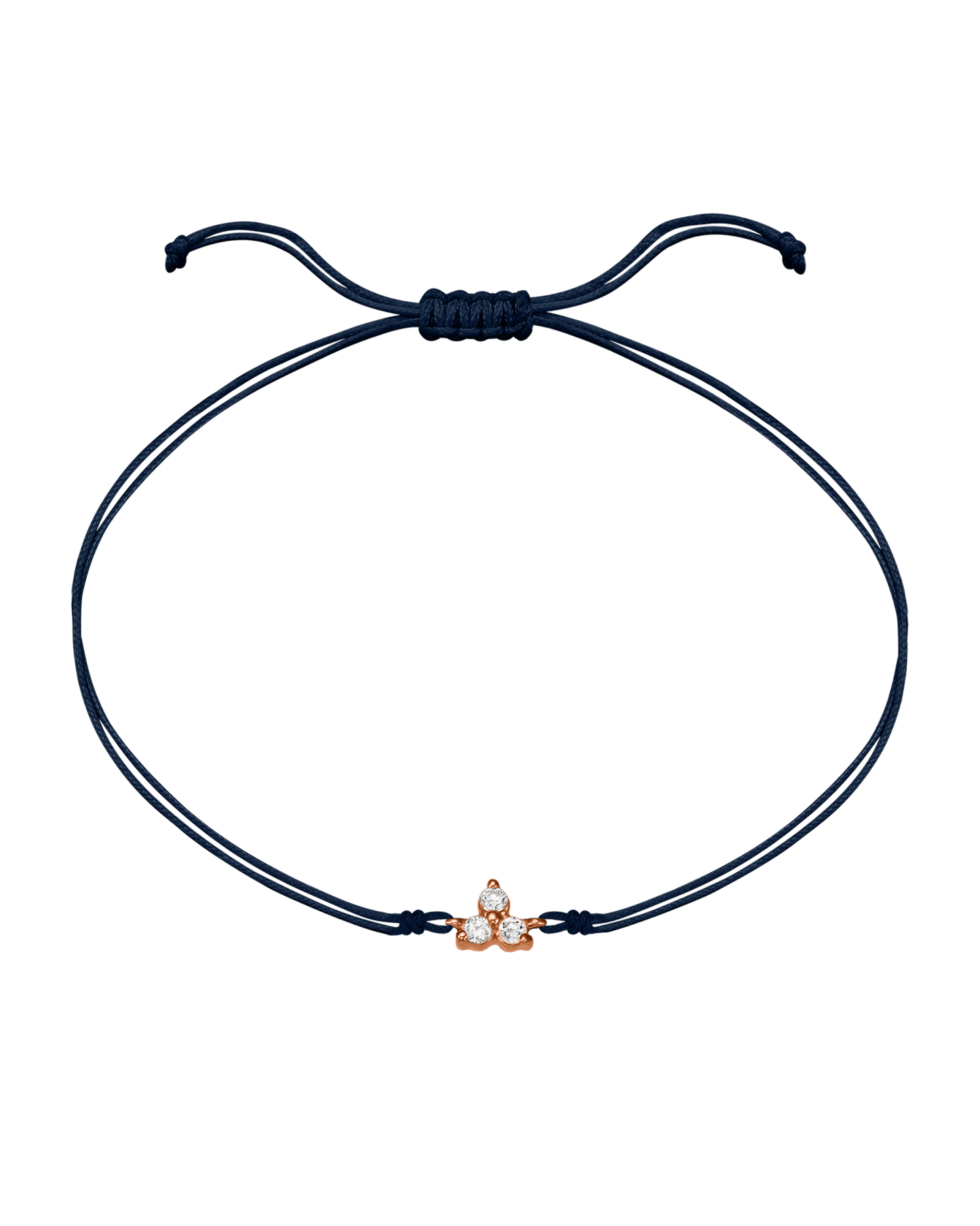 3 Studs Diamond String of love - 14K Rose Gold Bracelets 14K Solid Gold Navy Blue 
