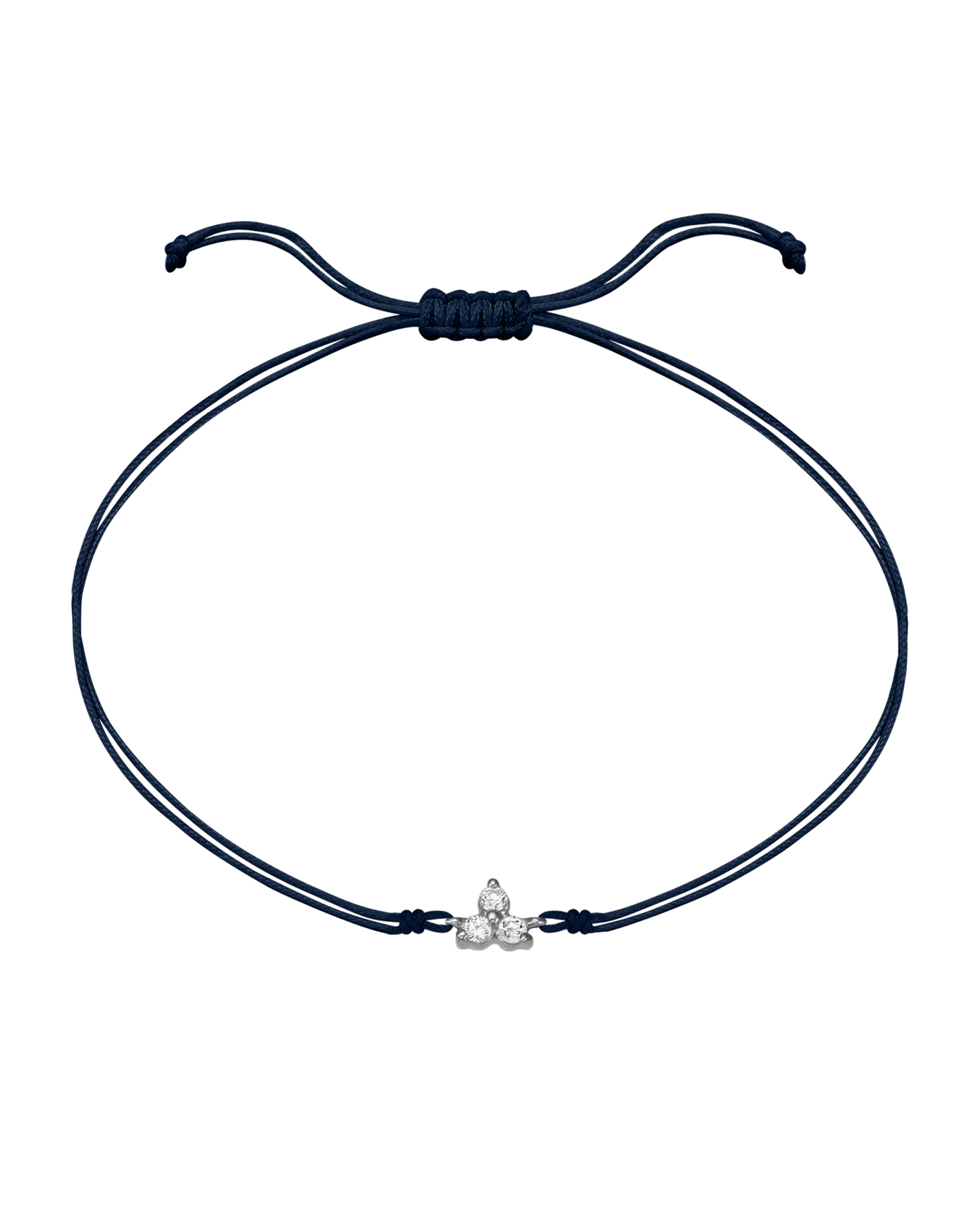 3 Studs Diamond String of love - 14K White Gold Bracelets 14K Solid Gold Navy Blue 