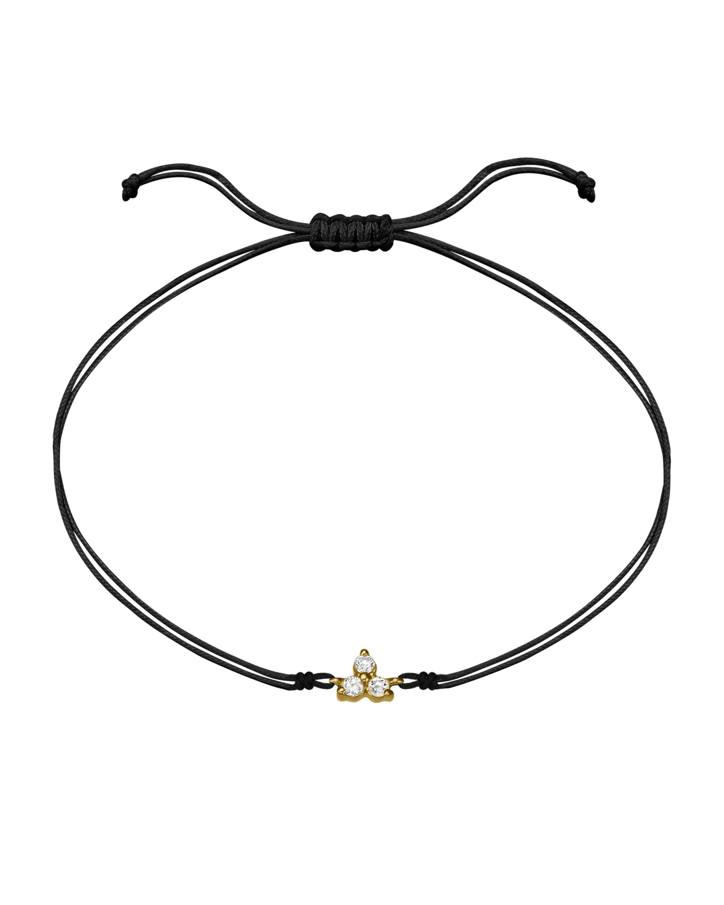 3 Studs Diamond String of love - 14K Yellow Gold Bracelets 14K Solid Gold Black 