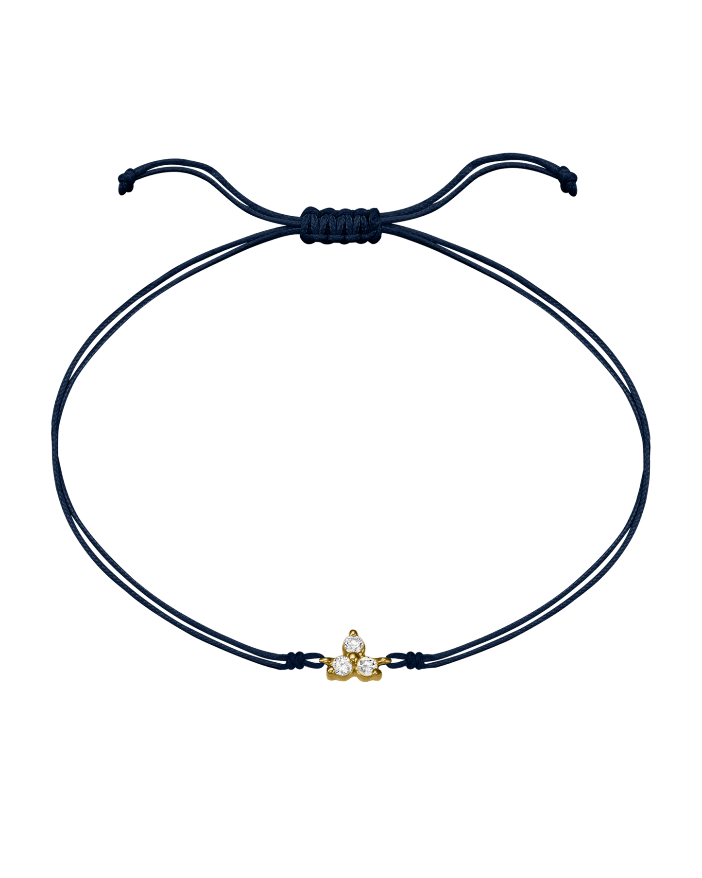 3 Studs Diamond String of love - 14K Yellow Gold Bracelets 14K Solid Gold Navy Blue 