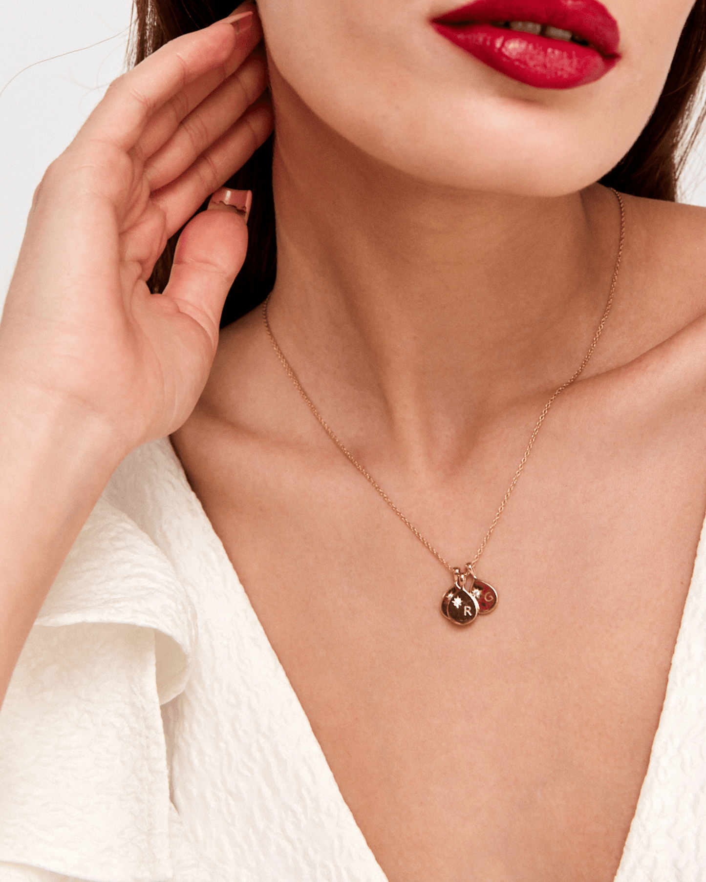 Single Diamond Drop Initial Necklace - 18K Rose Vermeil Necklaces magal-dev 