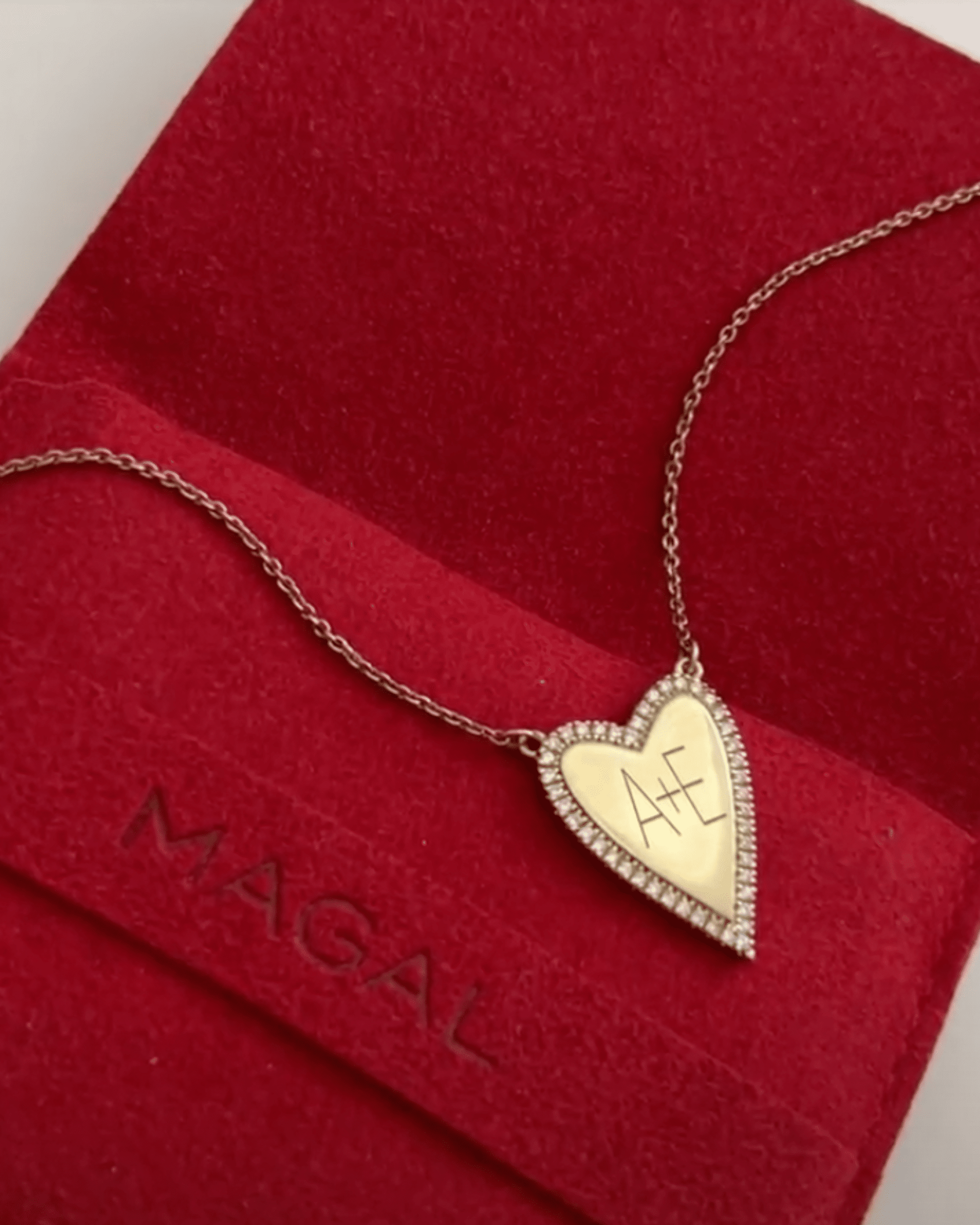 Engravable Outlined Heart Diamond Necklace - 18K Rose Vermeil Necklaces magal-dev 