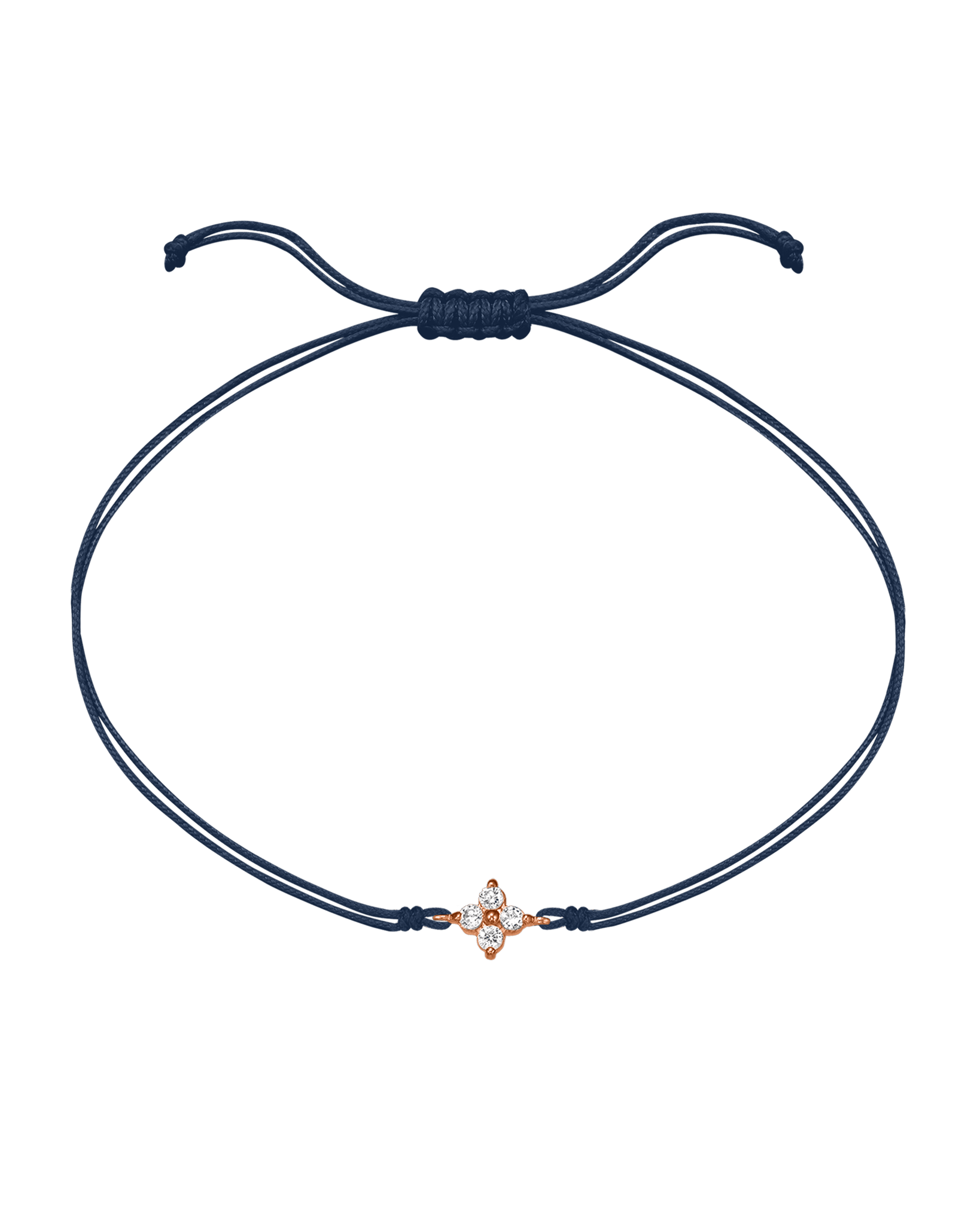 4 Studs Diamond String of love - 14K Rose Gold Bracelets 14K Solid Gold Navy Blue 