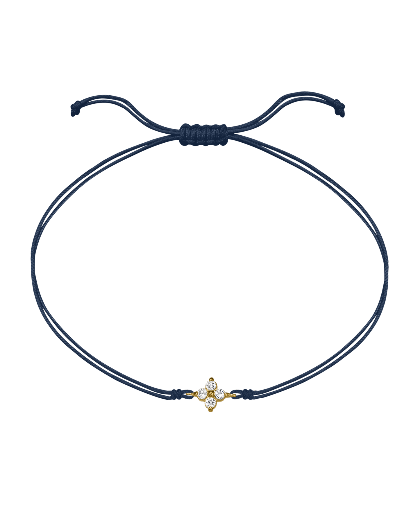 4 Studs Diamond String of love - 14K Yellow Gold Bracelets 14K Solid Gold Navy Blue 