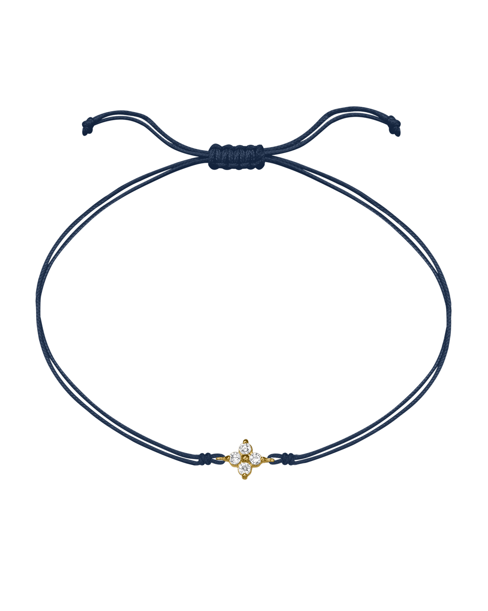 4 Studs Diamond String of love - 14K Yellow Gold Bracelets 14K Solid Gold Navy Blue 