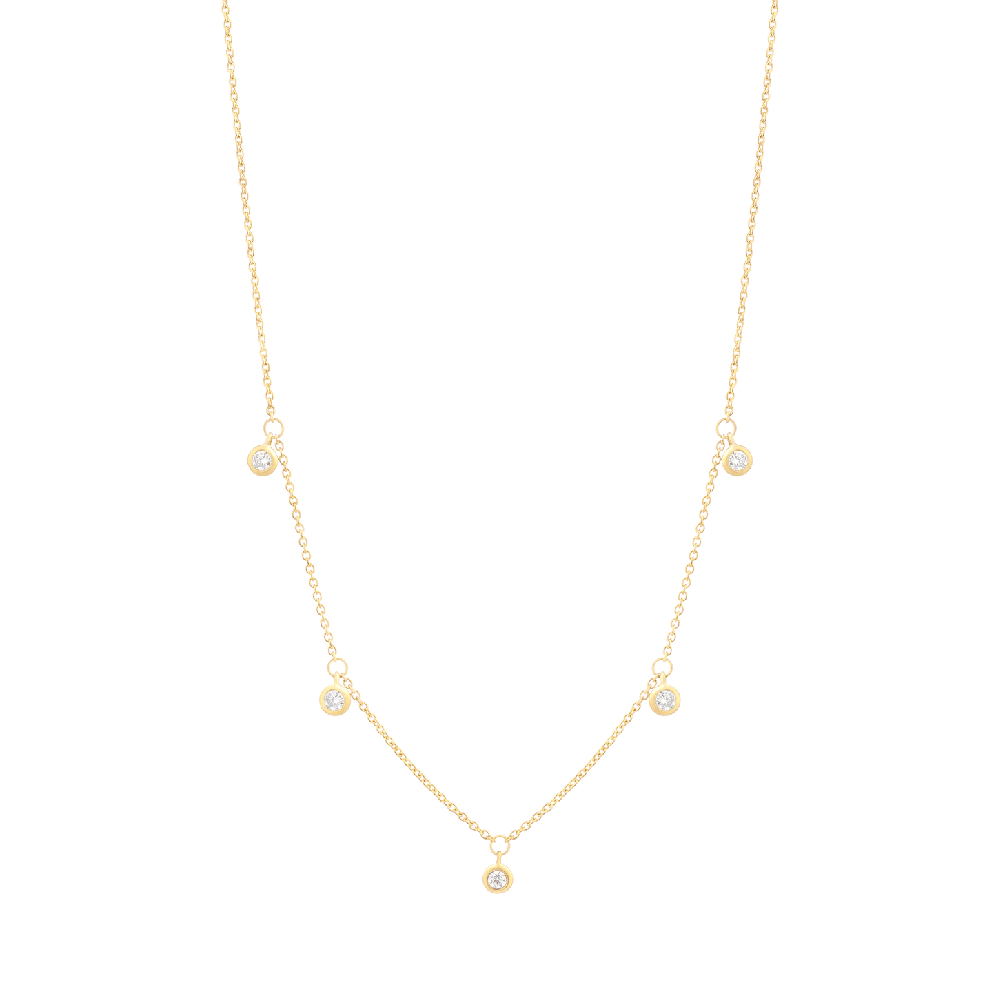 5 Diamonds Bezel Necklace - 14K Rose Gold Necklaces magal-dev 