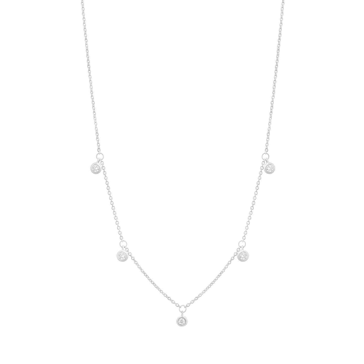 5 Diamonds Bezel Necklace - 14K Rose Gold Necklaces magal-dev 