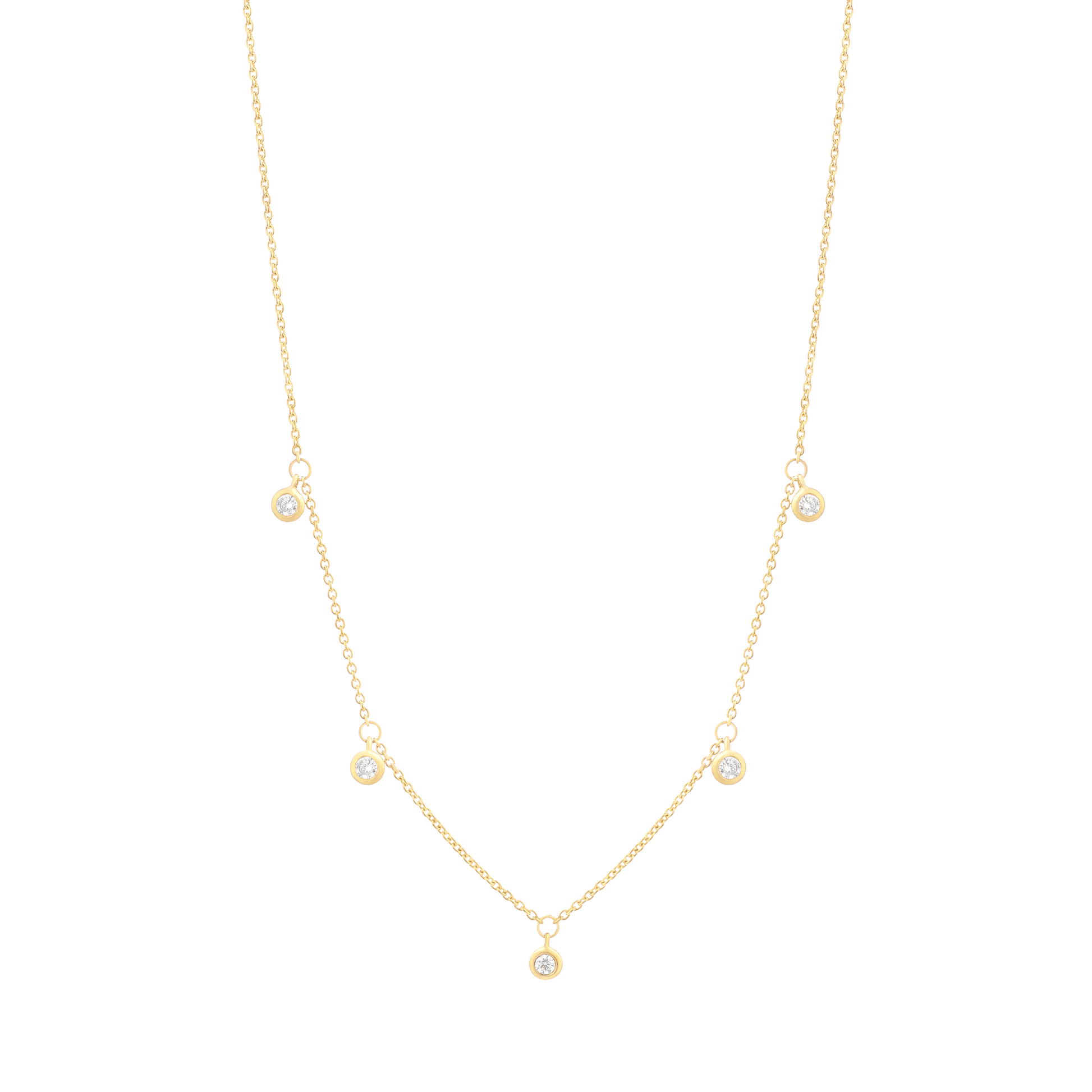 5 Diamonds Bezel Necklace - 925 Sterling Silver Necklaces magal-dev 
