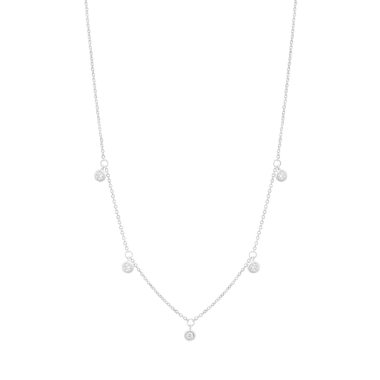 5 Diamonds Bezel Necklace - 925 Sterling Silver Necklaces magal-dev 