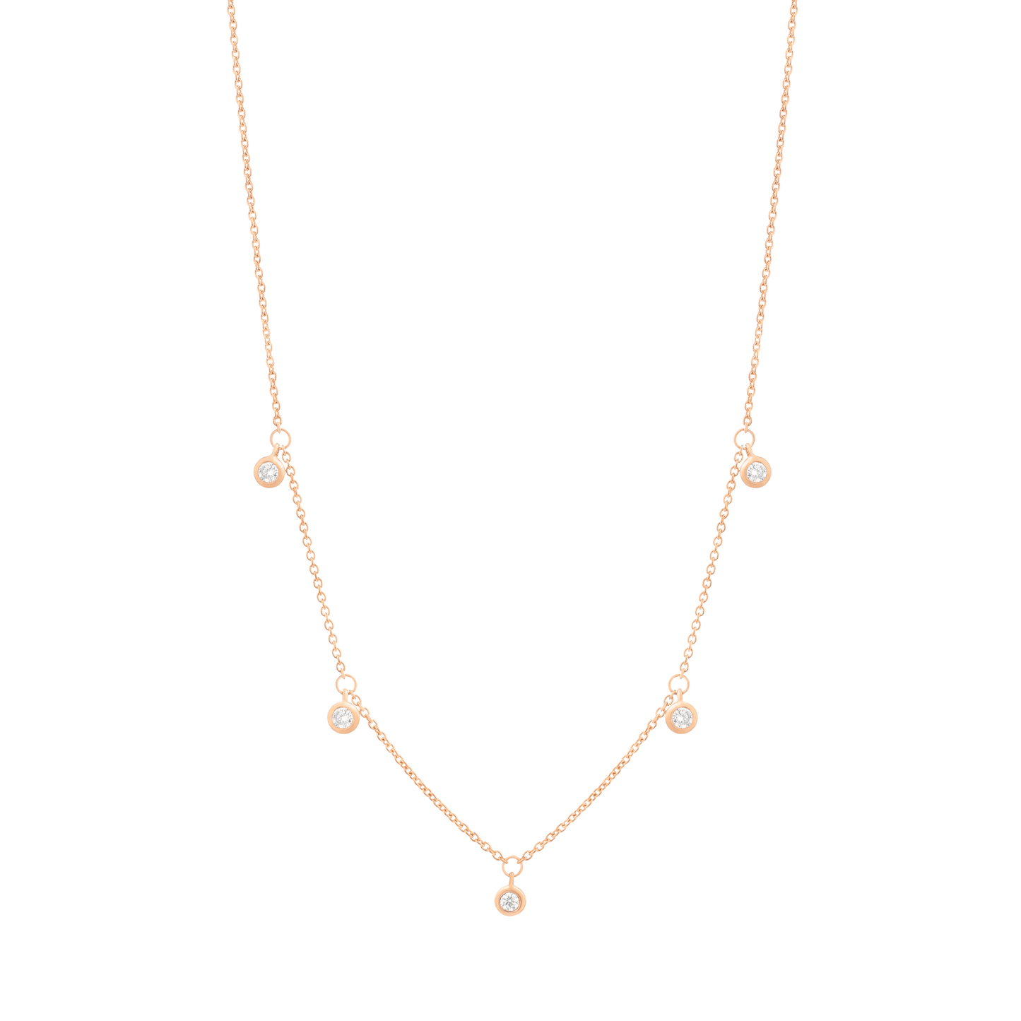 5 Diamonds Bezel Necklace - 14K White Gold Necklaces magal-dev 