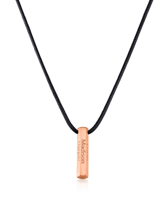 Apex Bar Necklace - 18K Rose Vermeil Necklaces magal-dev Black 1 Name Adjustable cord 20"- 24"