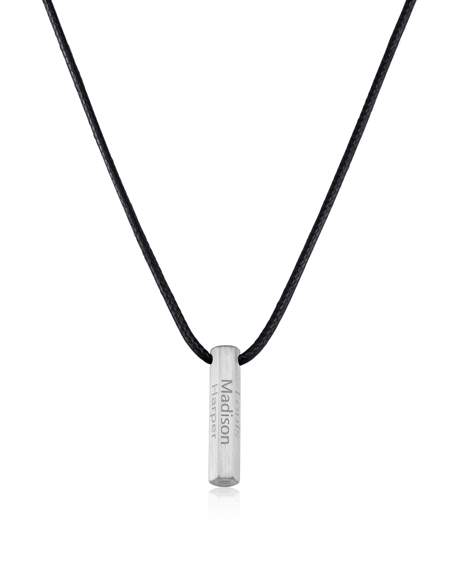 Apex Bar Necklace - 925 Sterling Silver Necklaces magal-dev Black 1 Name Adjustable cord 20"- 24"