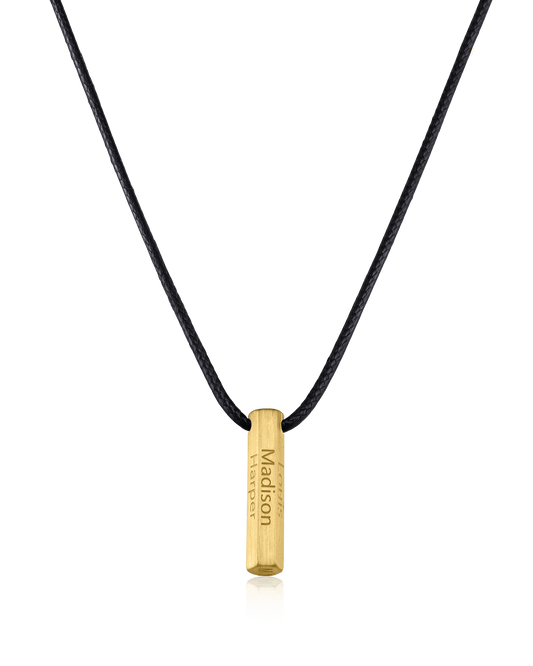 Apex Bar Necklace - 18K Gold Vermeil Necklaces magal-dev Black 1 Name Adjustable cord 20"- 24"