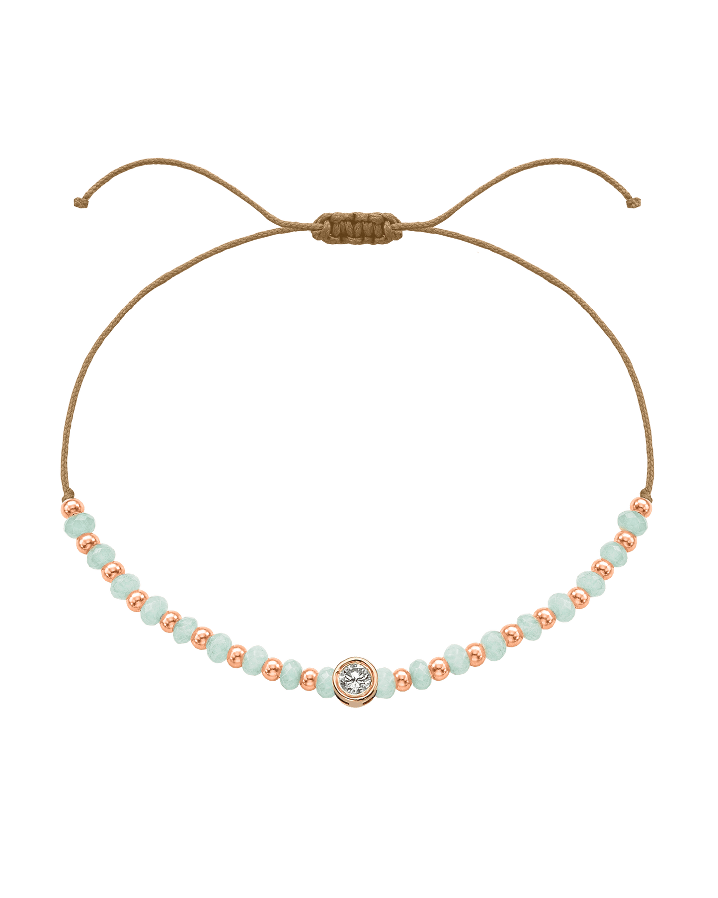 Apatite Gemstone String of Love Bracelet for Inspiration - 14K Rose Gold Bracelets 14K Solid Gold Camel Large: 0.1ct 