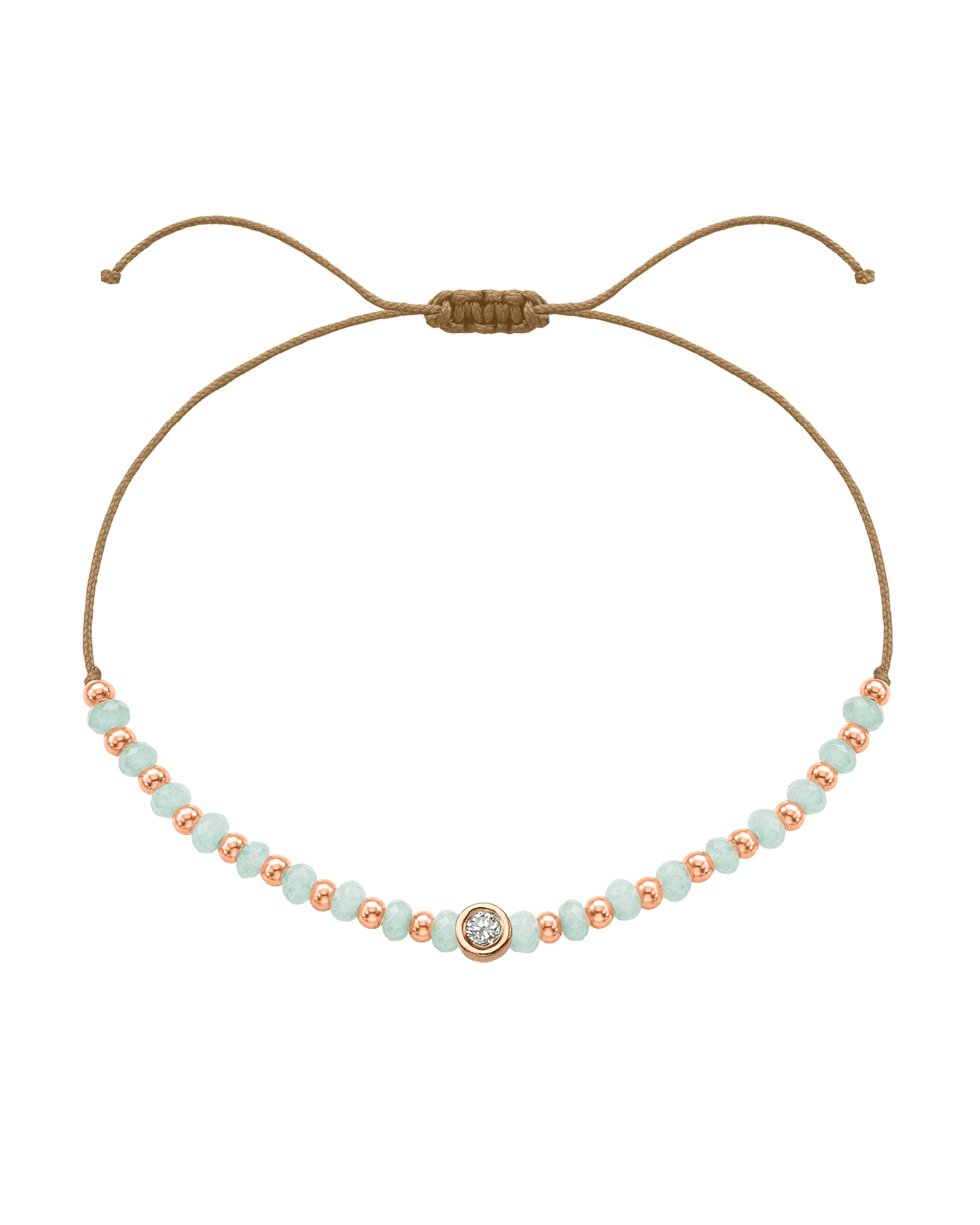 Apatite Gemstone String of Love Bracelet for Inspiration - 14K Rose Gold Bracelets 14K Solid Gold Camel Medium: 0.04ct 