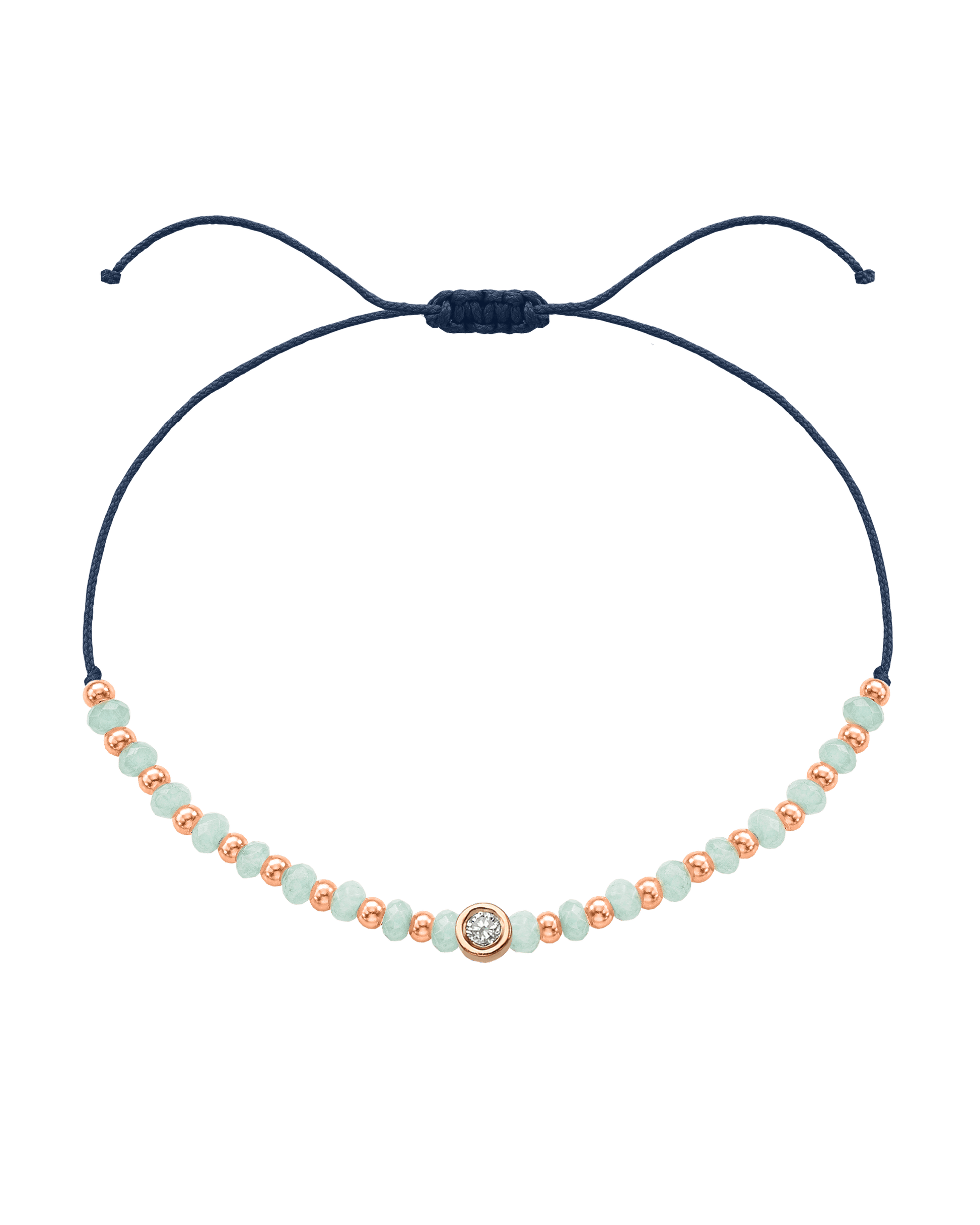 Apatite Gemstone String of Love Bracelet for Inspiration - 14K Rose Gold Bracelets 14K Solid Gold Navy Blue Medium: 0.04ct 