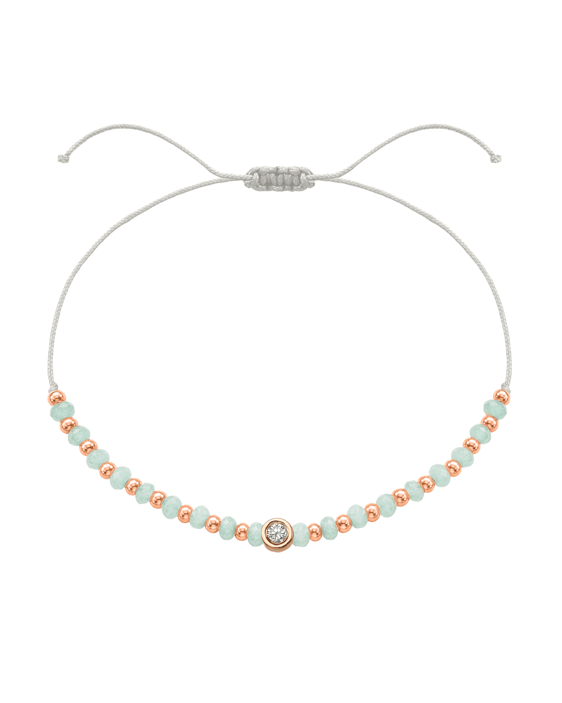 Apatite Gemstone String of Love Bracelet for Inspiration - 14K Rose Gold Bracelets 14K Solid Gold Pearl Medium: 0.04ct 