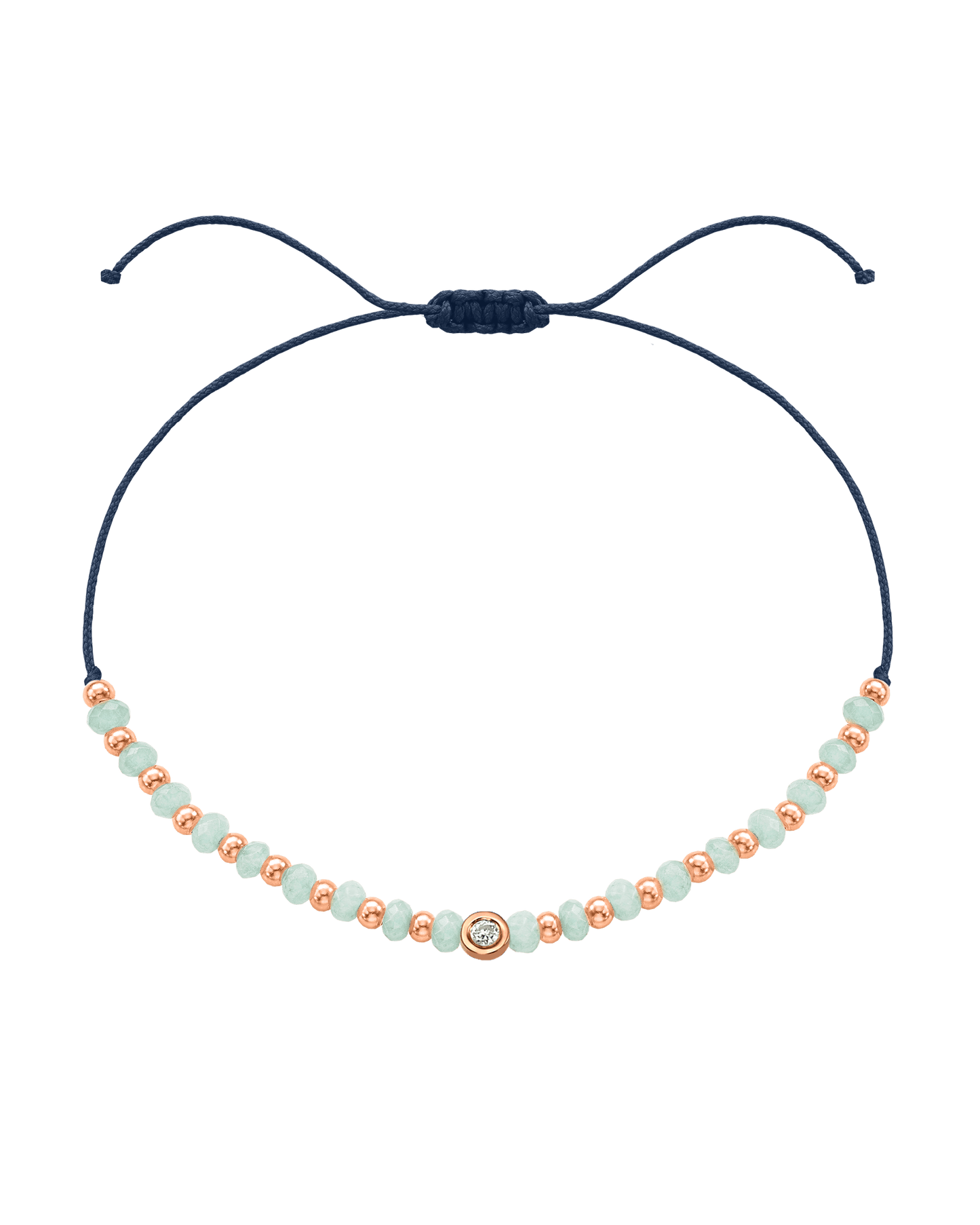 Apatite Gemstone String of Love Bracelet for Inspiration - 14K Rose Gold Bracelets 14K Solid Gold Navy Blue Small: 0.03ct 