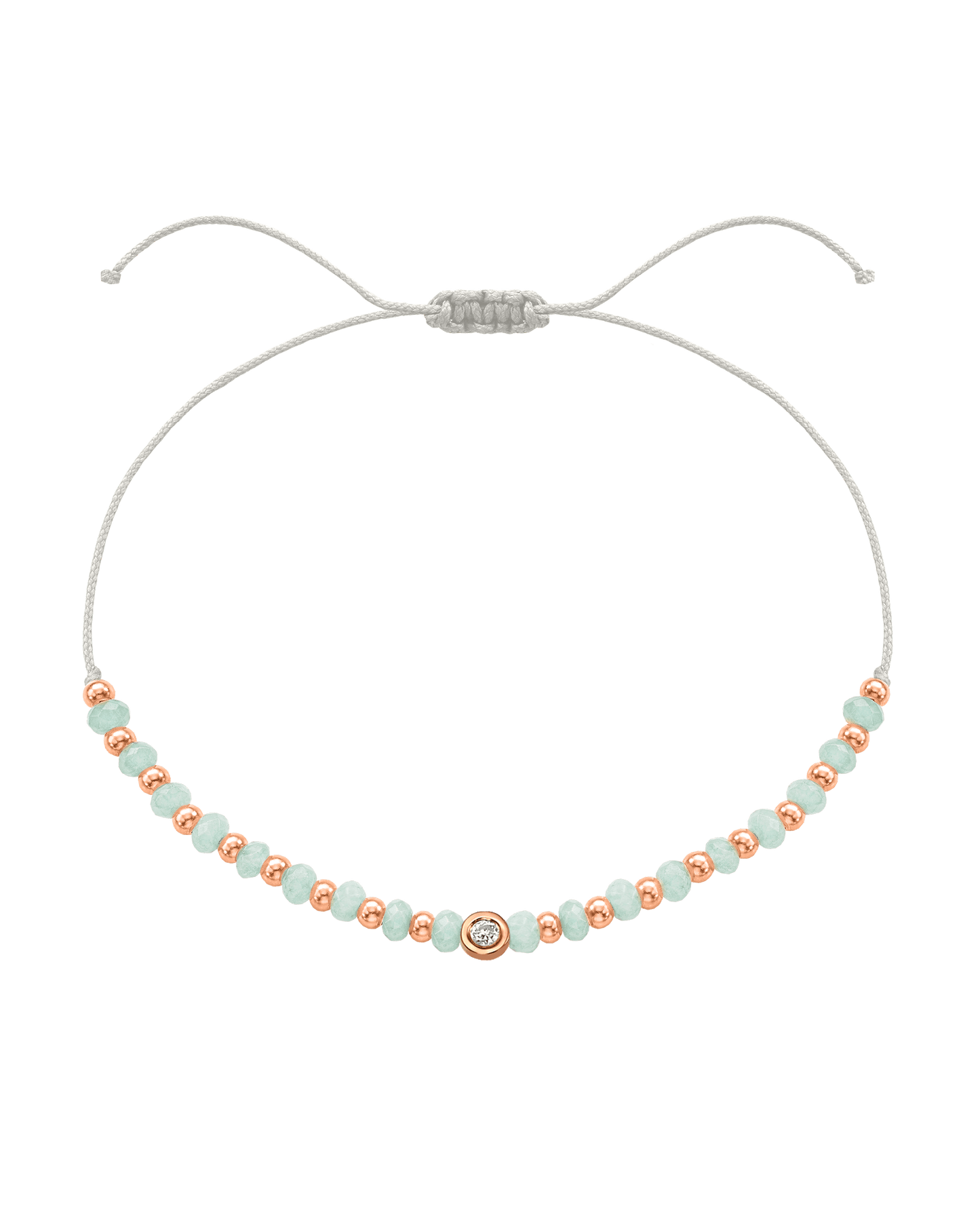 Apatite Gemstone String of Love Bracelet for Inspiration - 14K Rose Gold Bracelets 14K Solid Gold Pearl Small: 0.03ct 