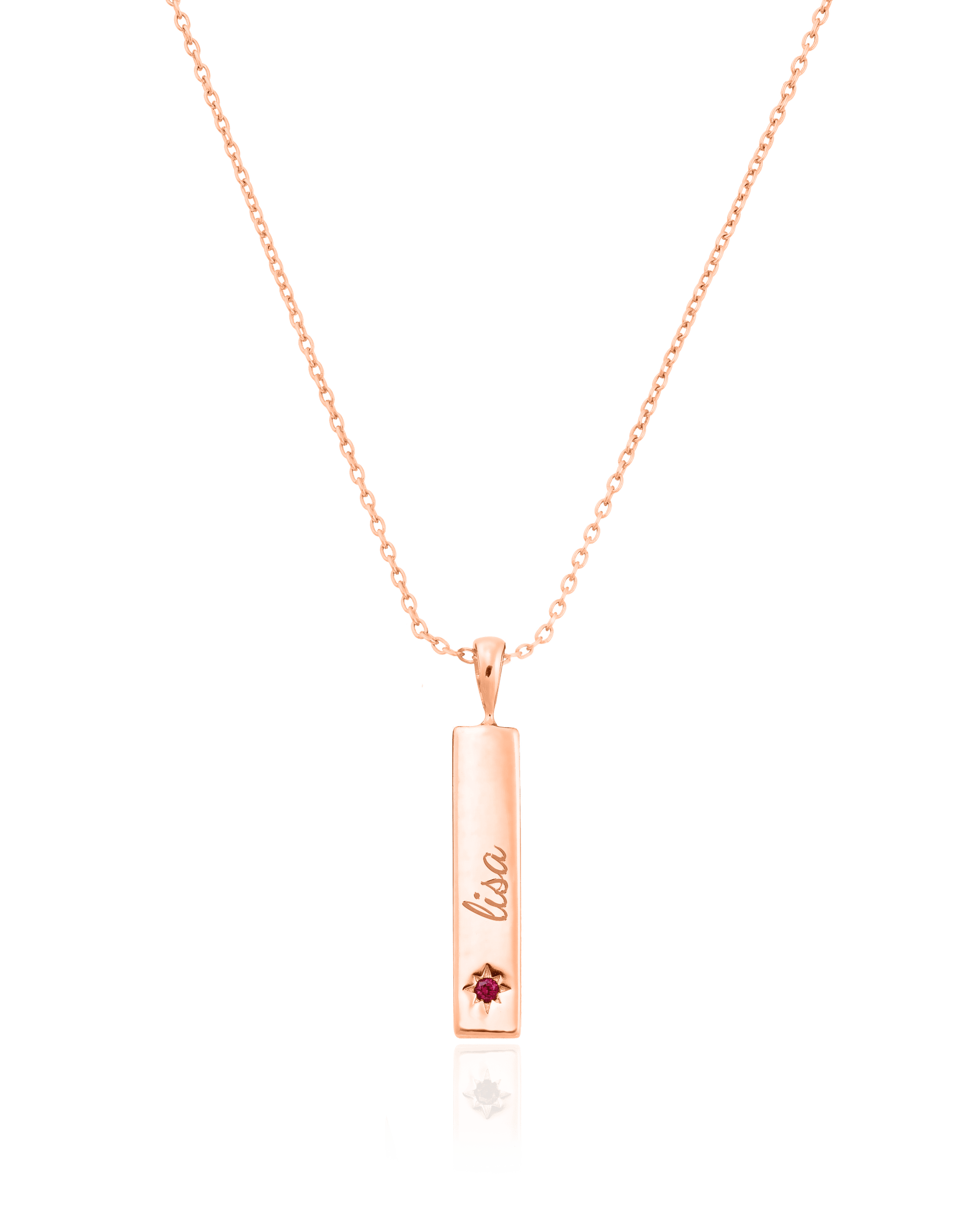 Birthstone Taglet Necklace - 18K Rose Vermeil Necklaces magal-dev 1 Bar 16”+2” extender 