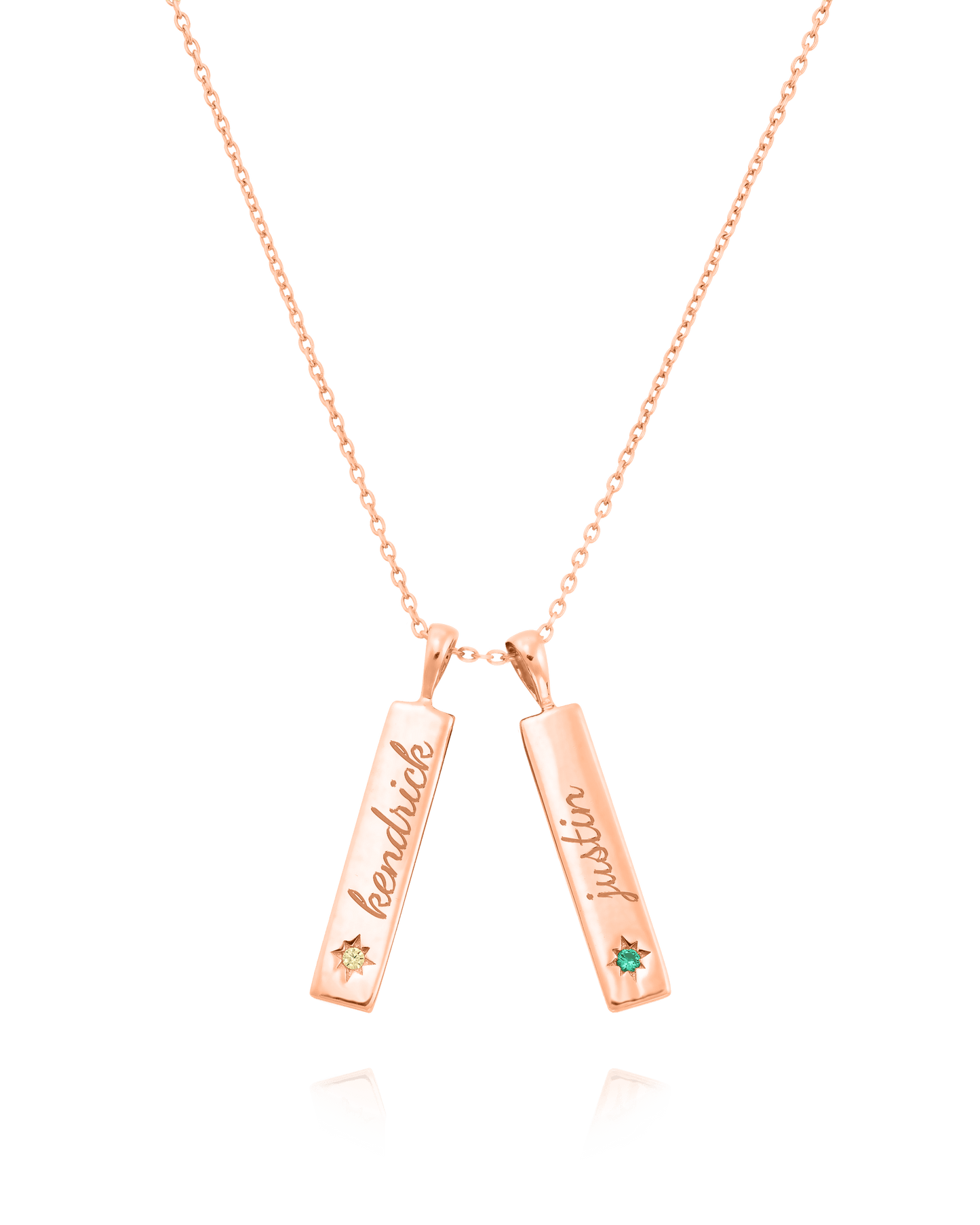 Birthstone Taglet Necklace - 18K Rose Vermeil Necklaces magal-dev 2 Bars 16”+2” extender 
