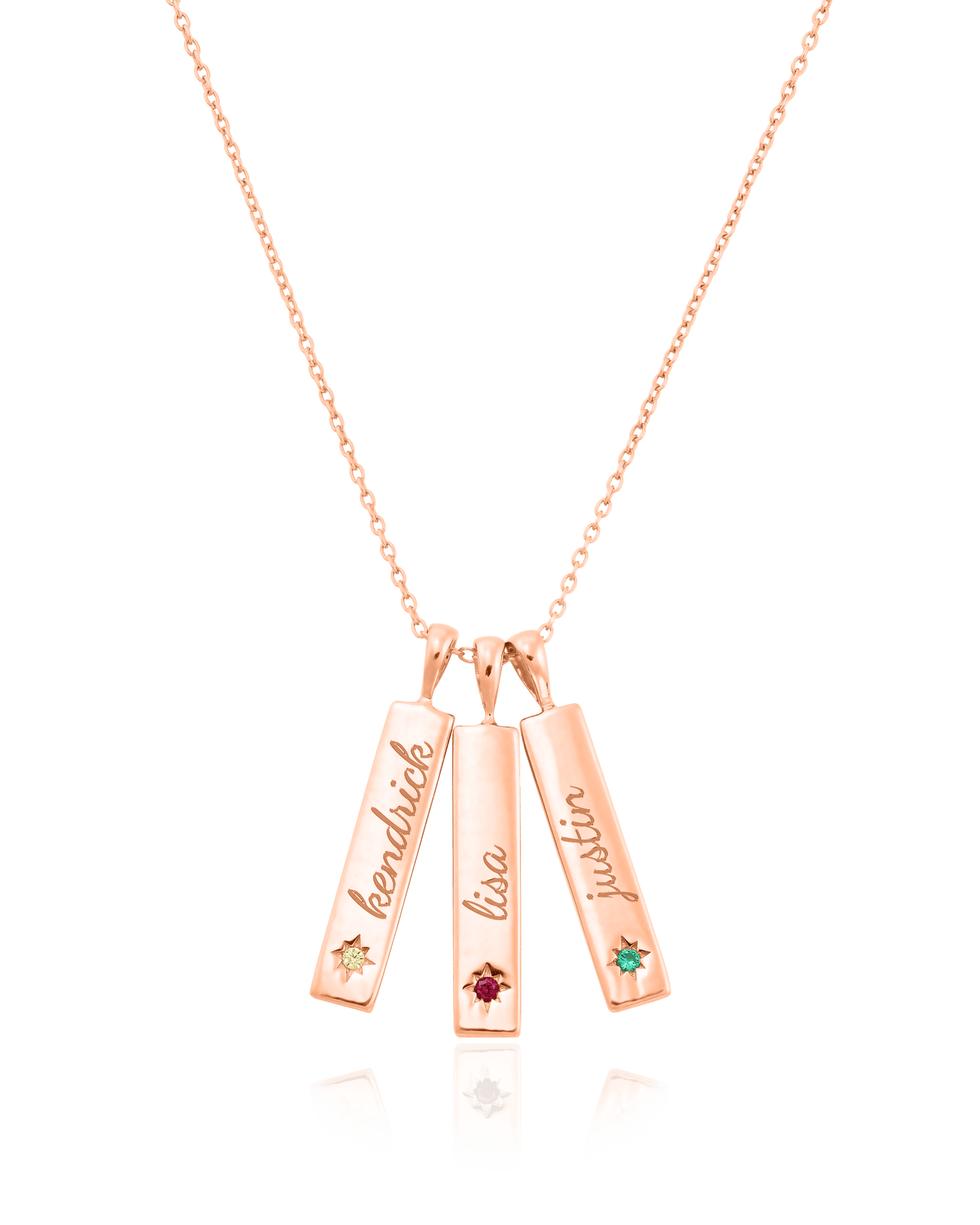 Birthstone Taglet Necklace - 18K Rose Vermeil Necklaces magal-dev 3 Bars 16”+2” extender 