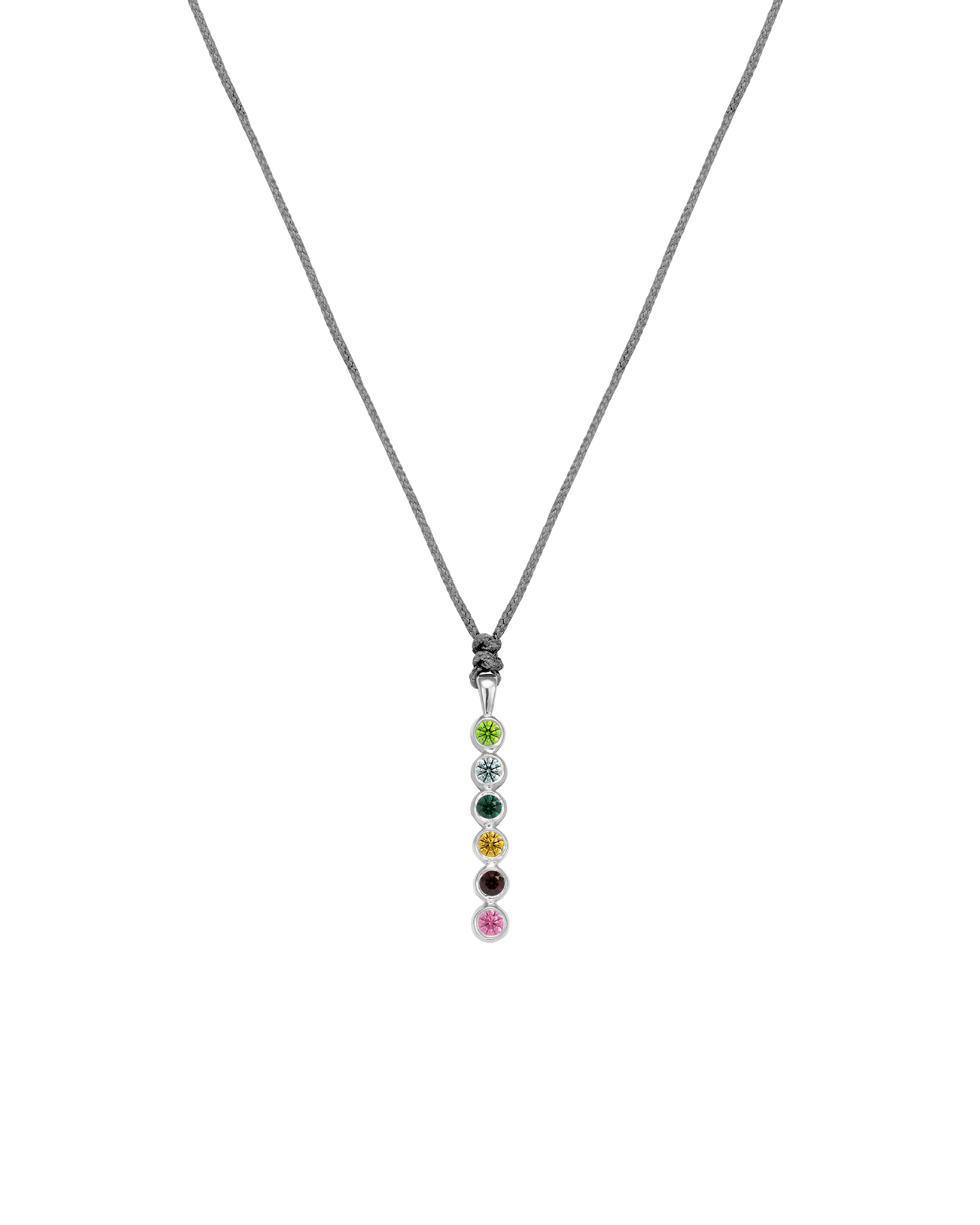 The Birthstones Bar Necklace - 14K White Gold Necklaces 14K Solid Gold Grey 2 